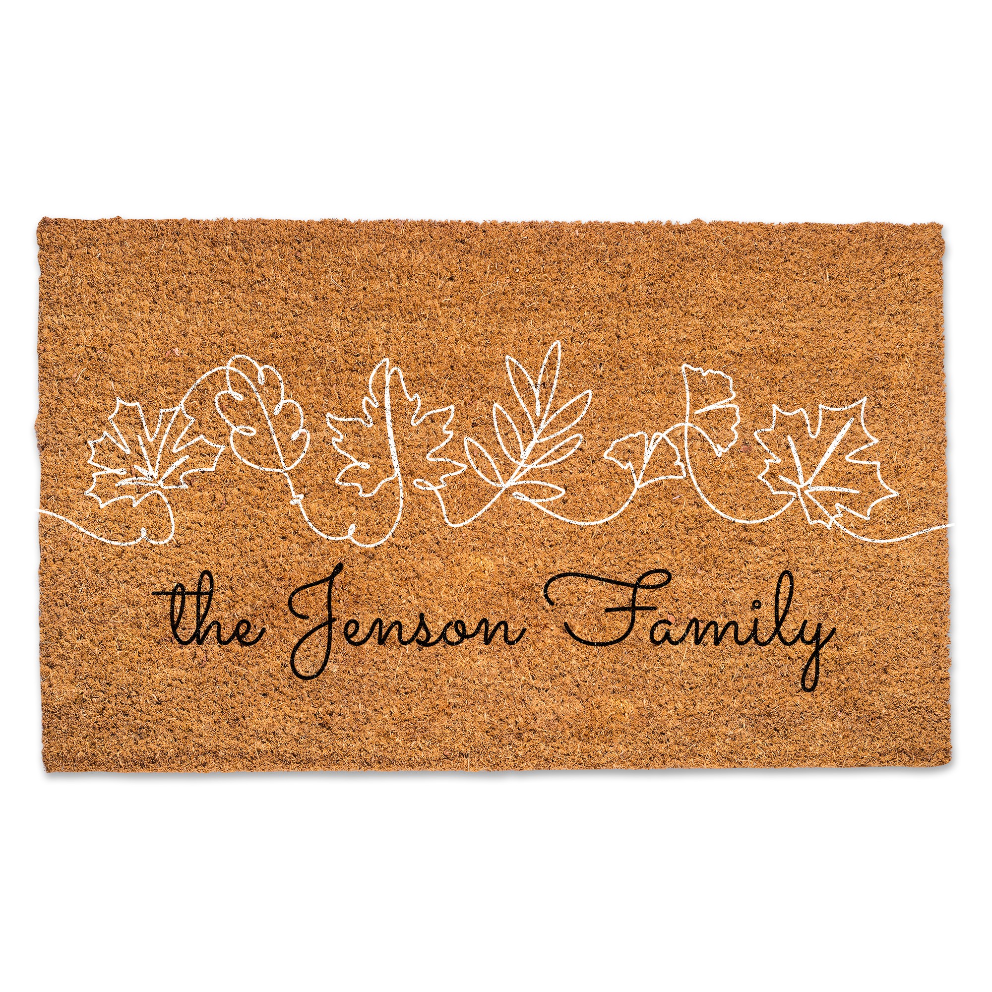 Simple Leaf Sketch Personalized 30 x 18 Door Mat