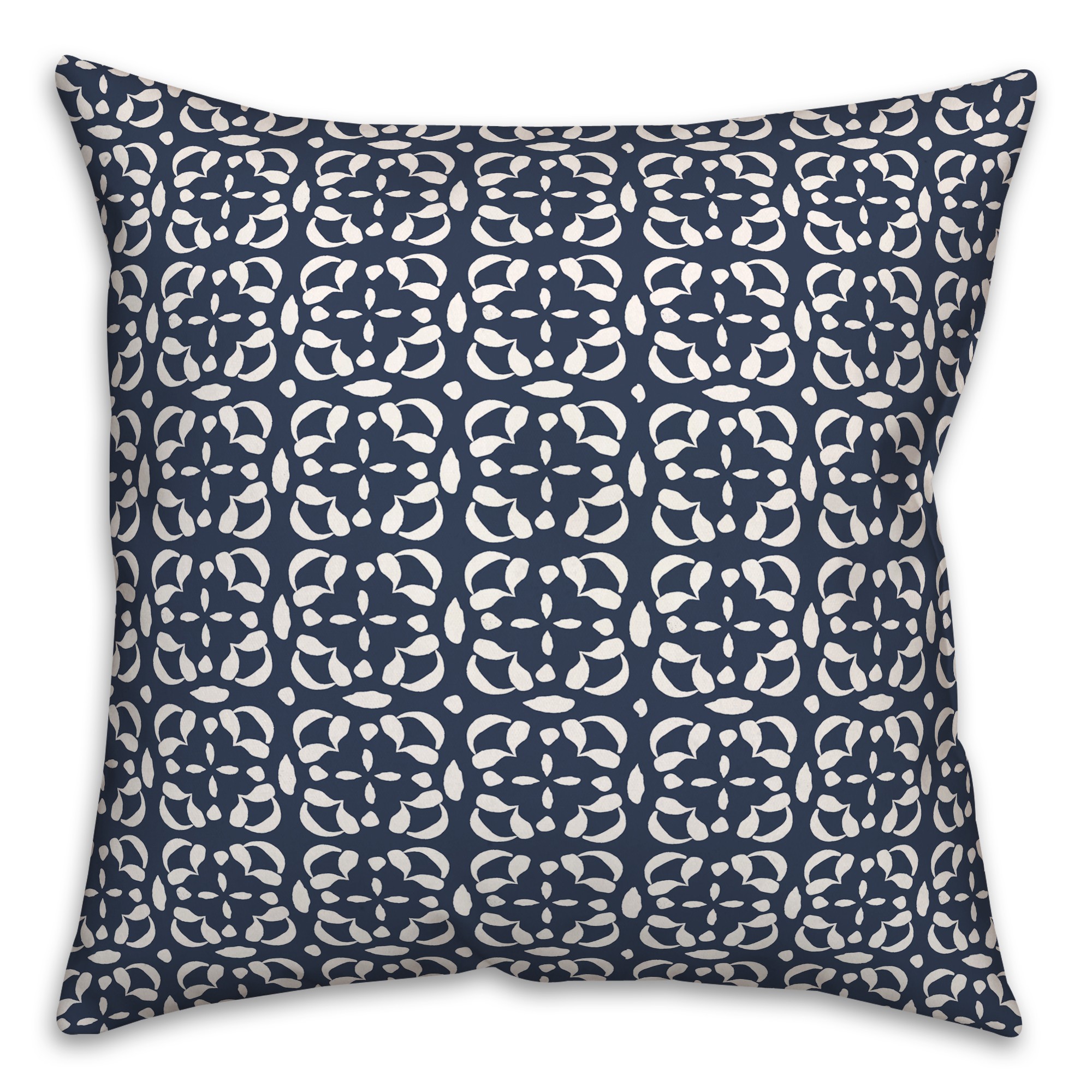 Navy Petals 18 x 18 Indoor / Outdoor Pillow
