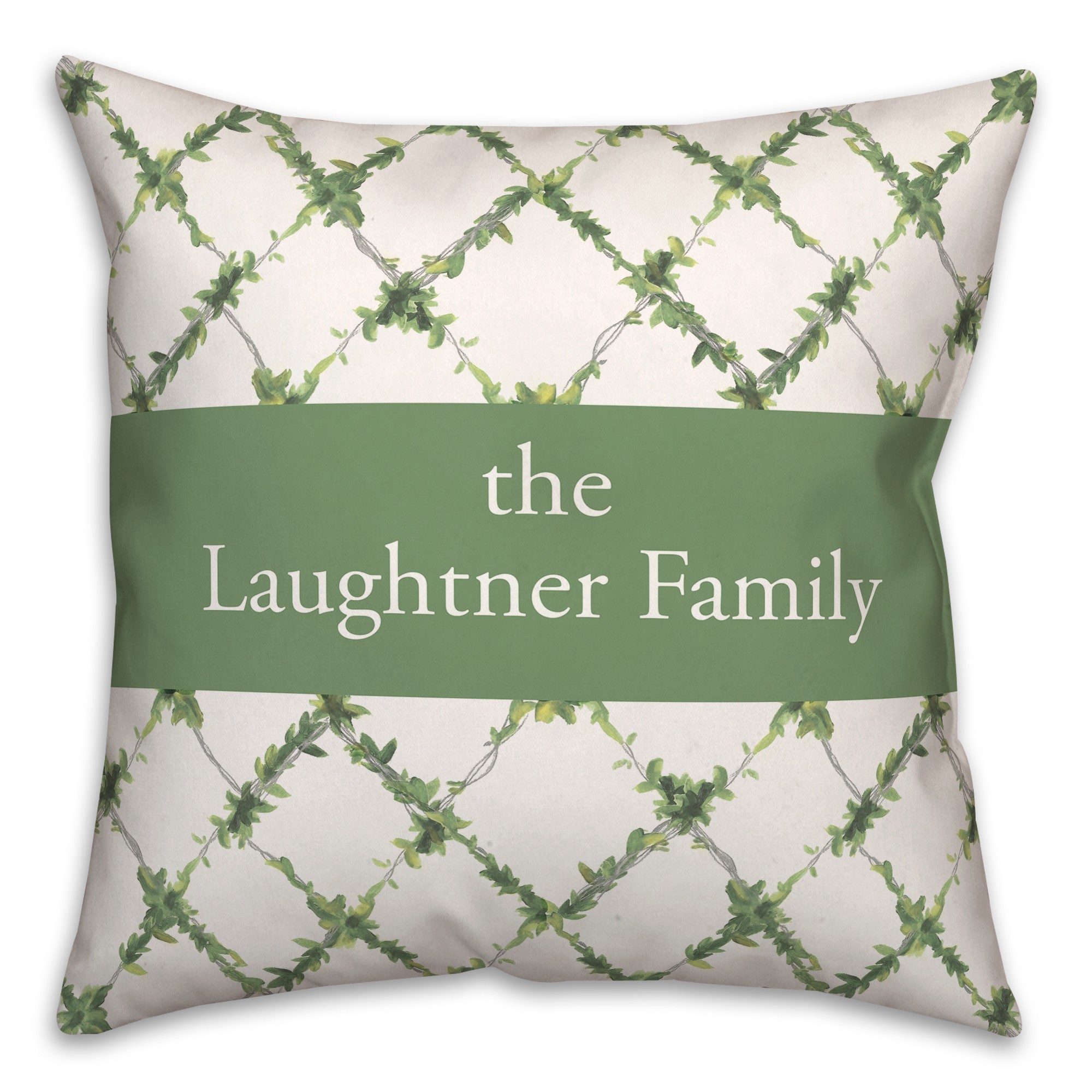 Ivy Lattice Pattern Personalized 18 x 18 Indoor / Outdoor Pillow