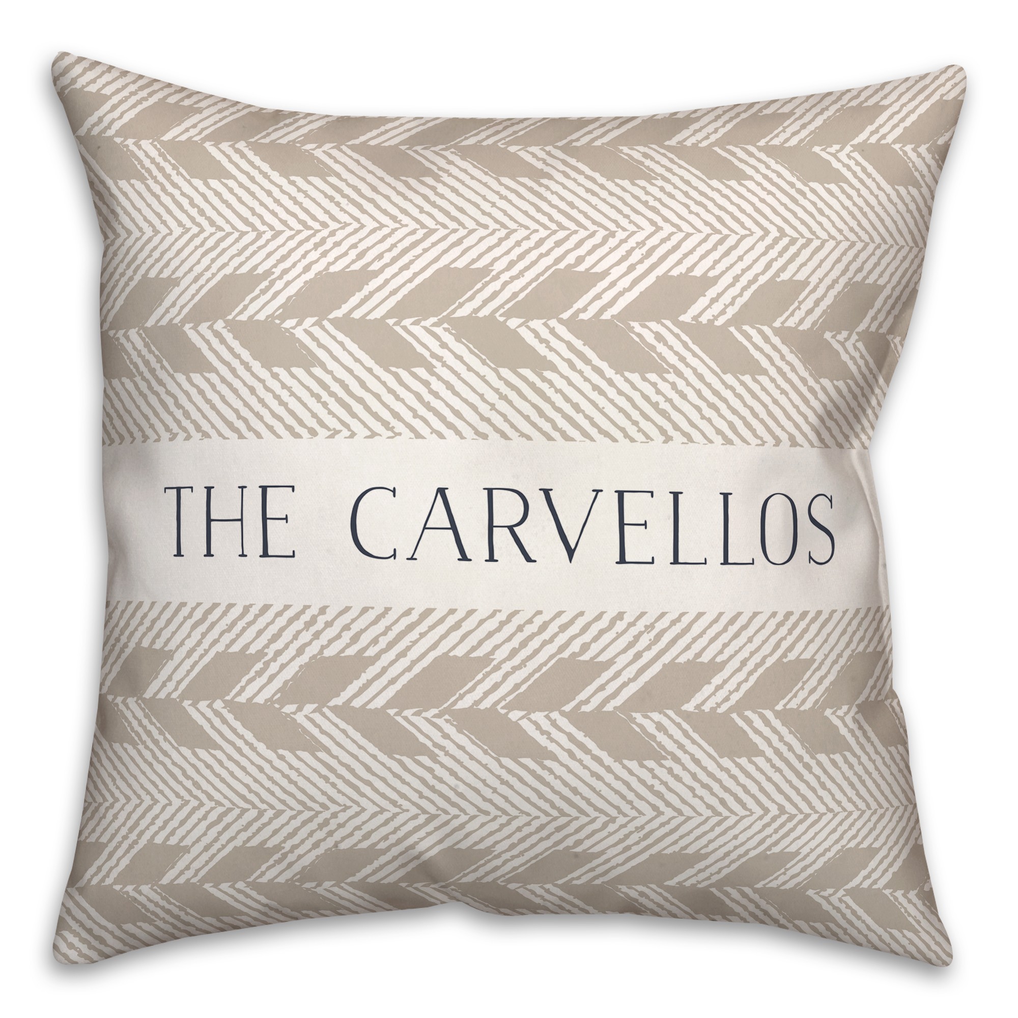 Cream Weave Pattern Personalized 18 x 18 Indoor / Outdoor Pillow