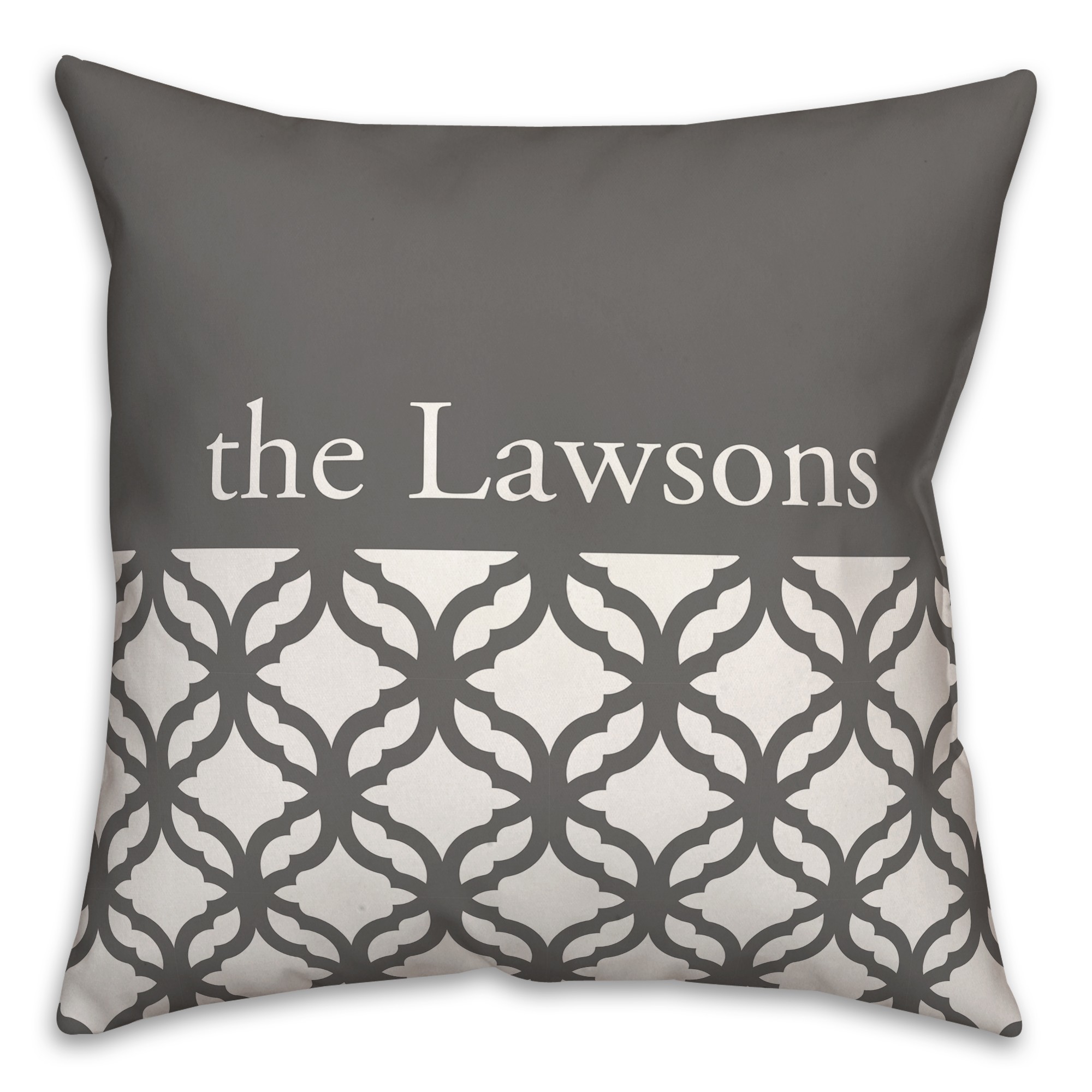 Gray Lattice Half Personalized 18 x 18 Indoor / Outdoor Pillow