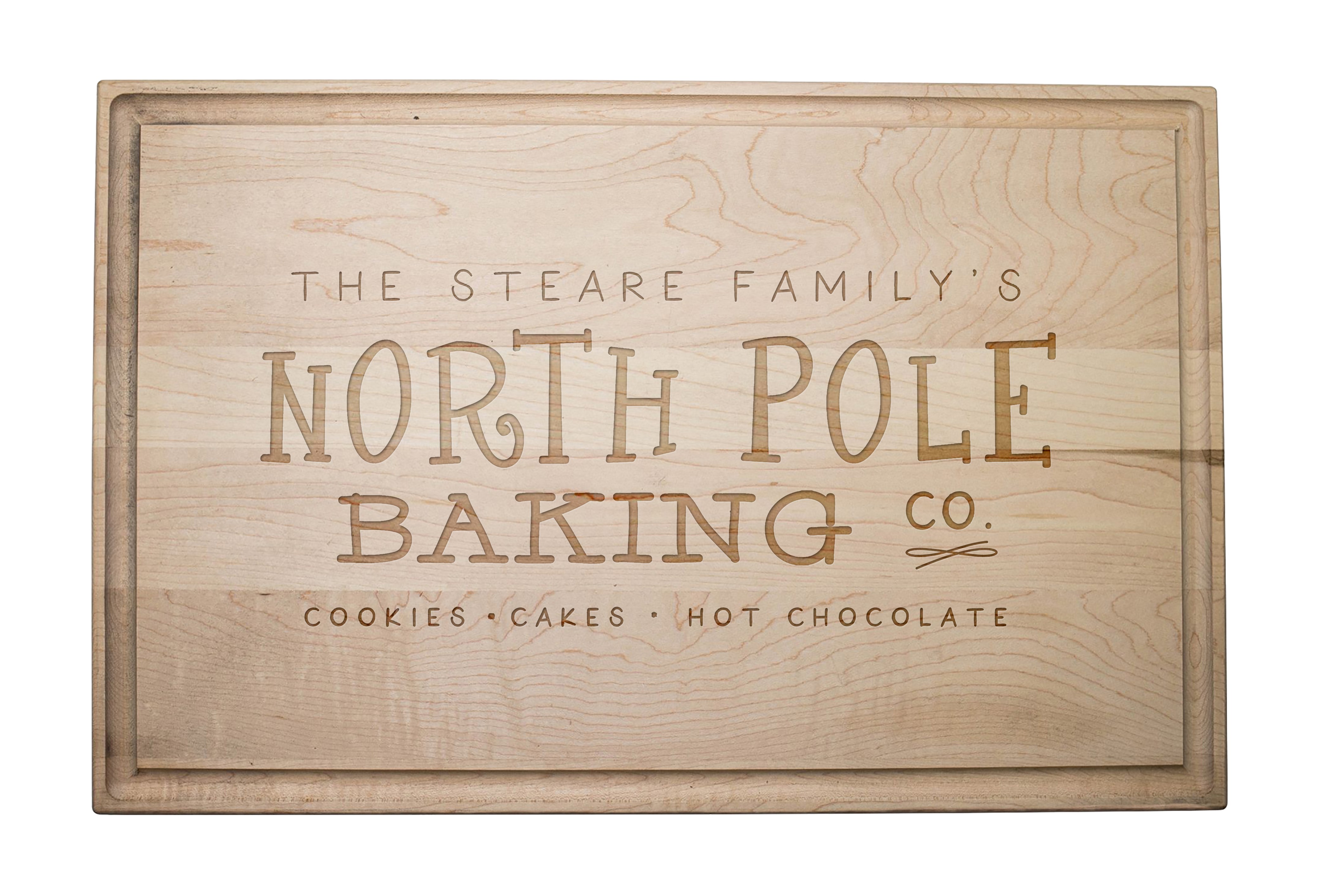 North Pole Baking Co Personalized 17 x 11 Maple Cutting Board