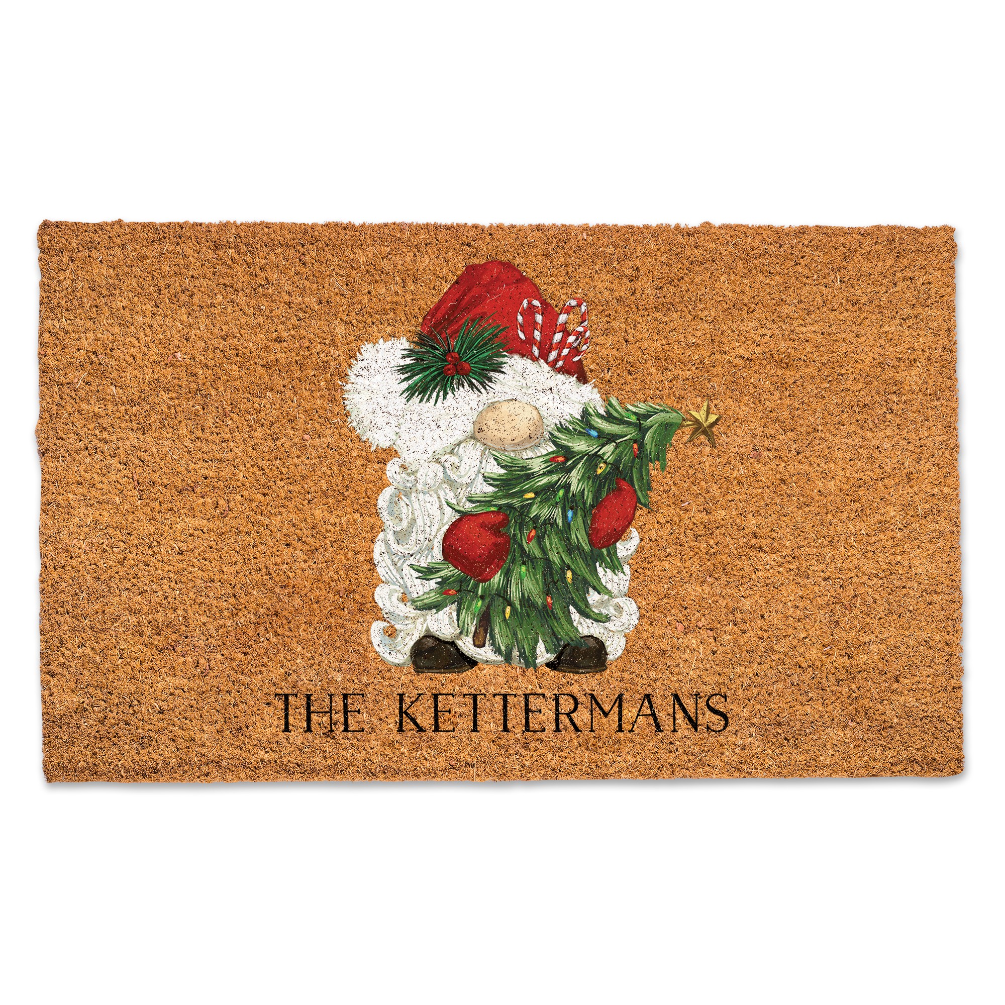 Santa Gnome Personalized 30 x 18 Door Mat