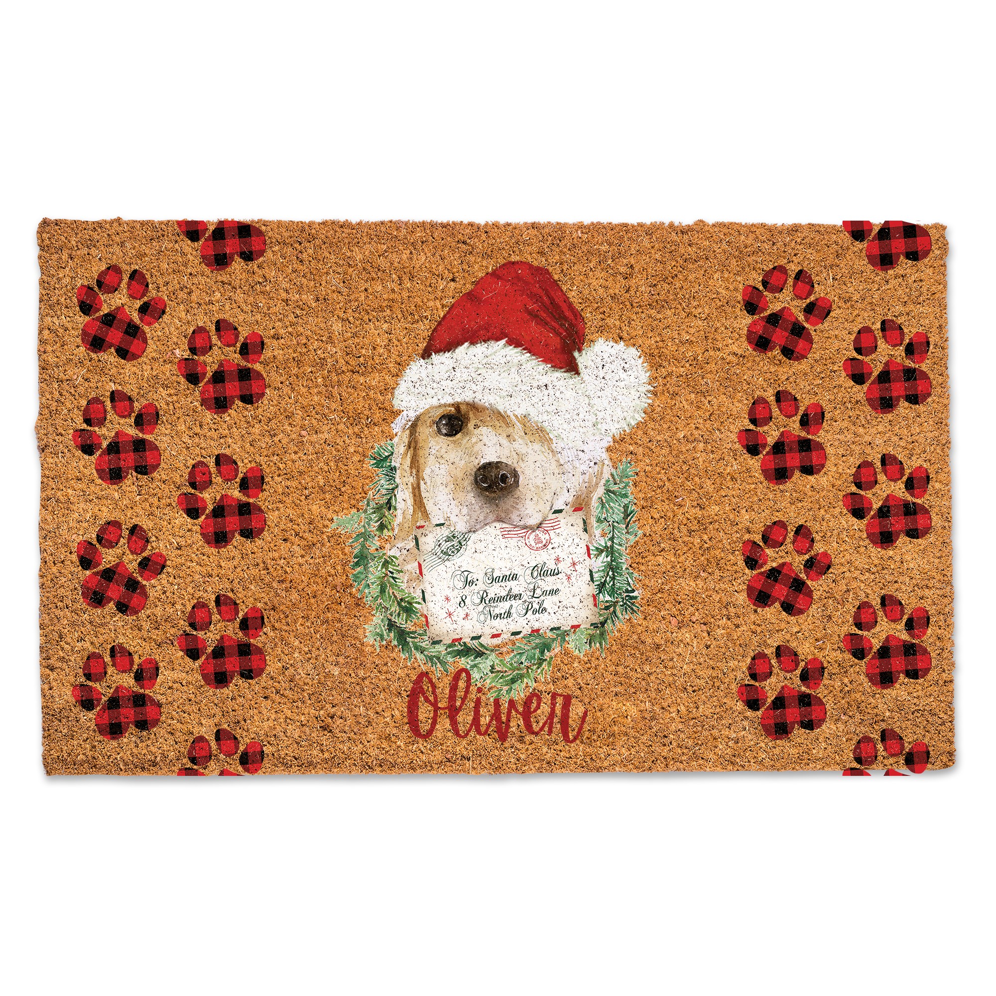 Doggie's Letter to Santa Personalized 30 x 18 Door Mat