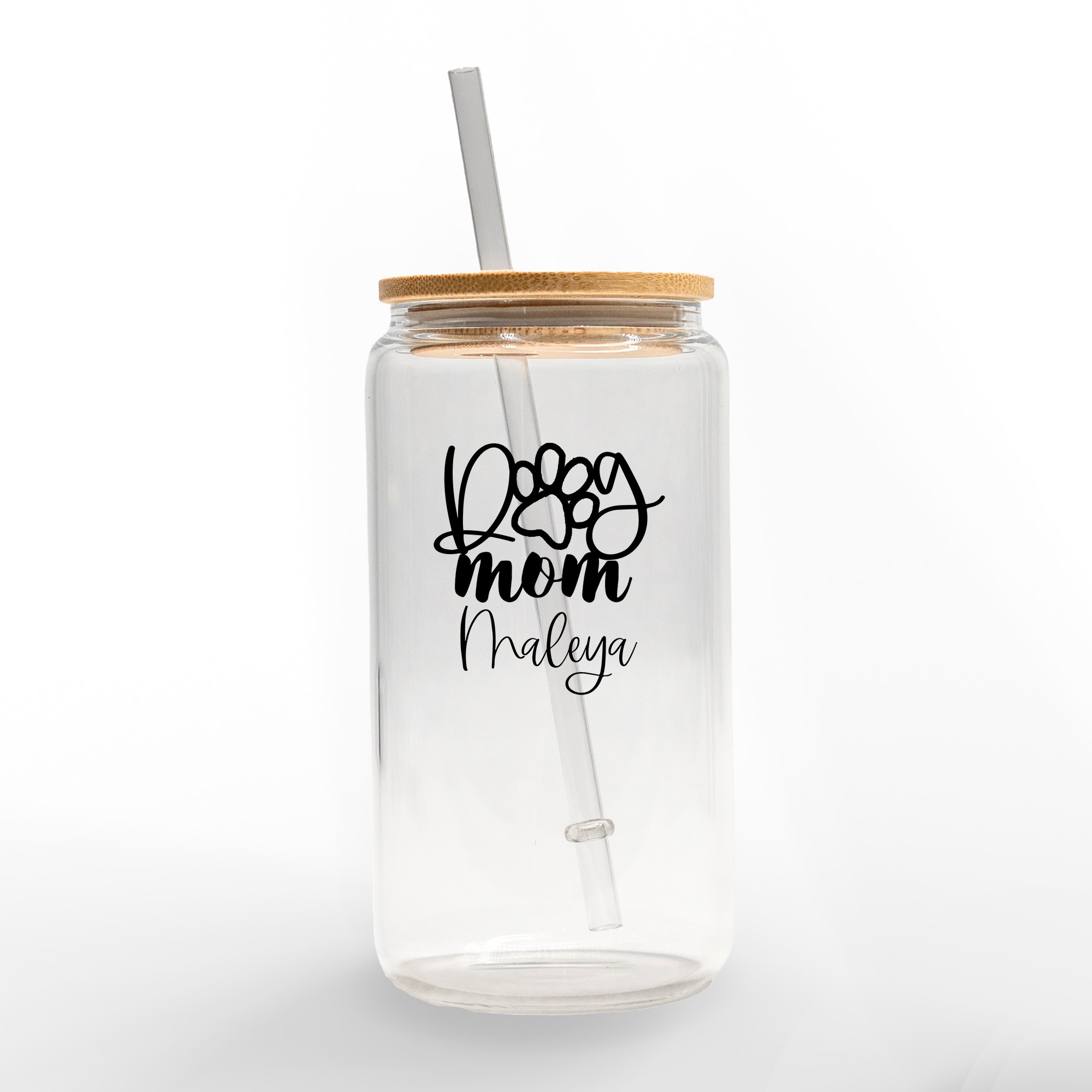 Dog Mom Personalized 3 x 5.8 Glass Can Cup