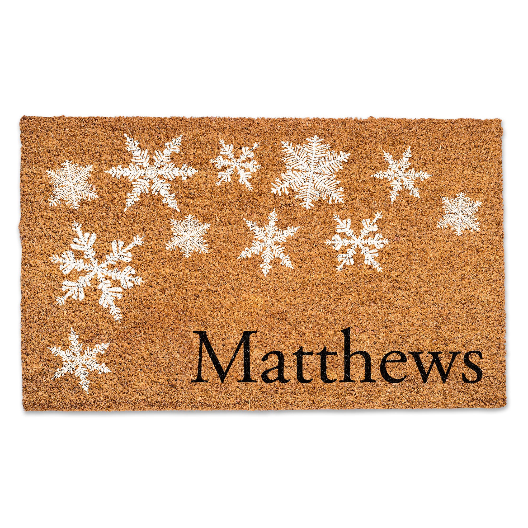 Falling Snowflakes Personalized 30 x 18 Door Mat