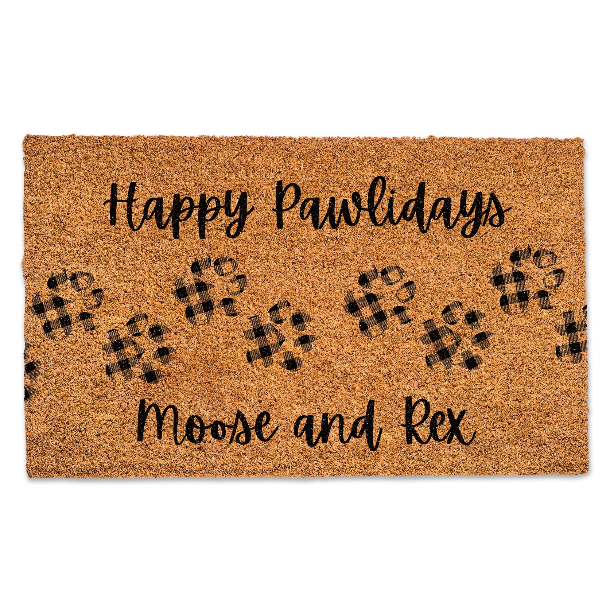 Happy Pawlidays Personalized 30 x 18 Door Mat