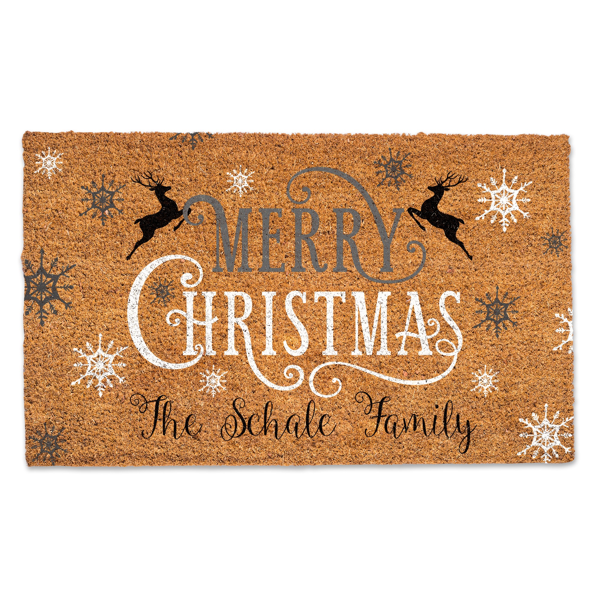 Merry Christmas Deer Personalized 30 x 18 Door Mat
