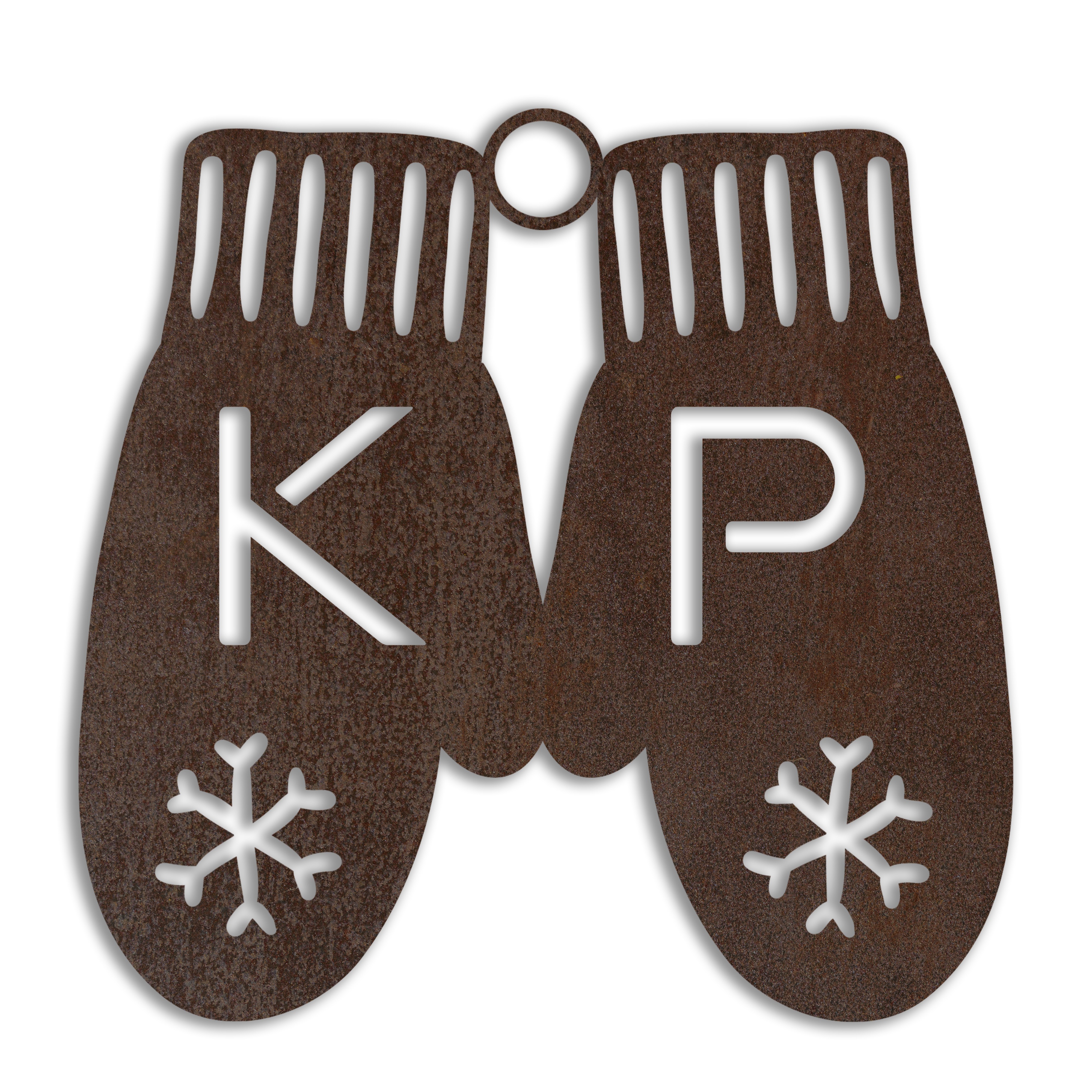 Monogram Mittens Personalized 4 x 4 Copper Metal Ornament