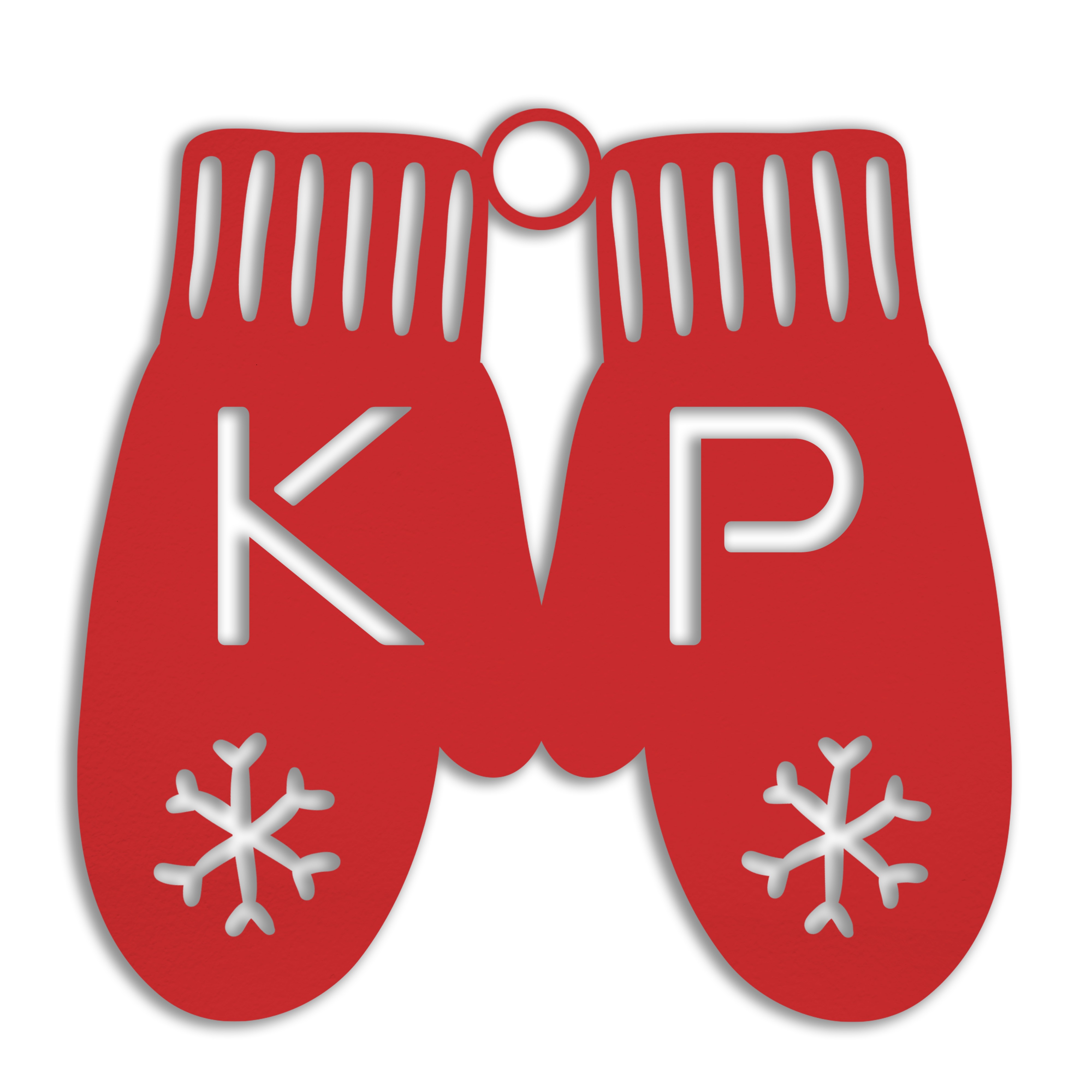 Monogram Mittens Personalized 4 x 4 Red Metal Ornament