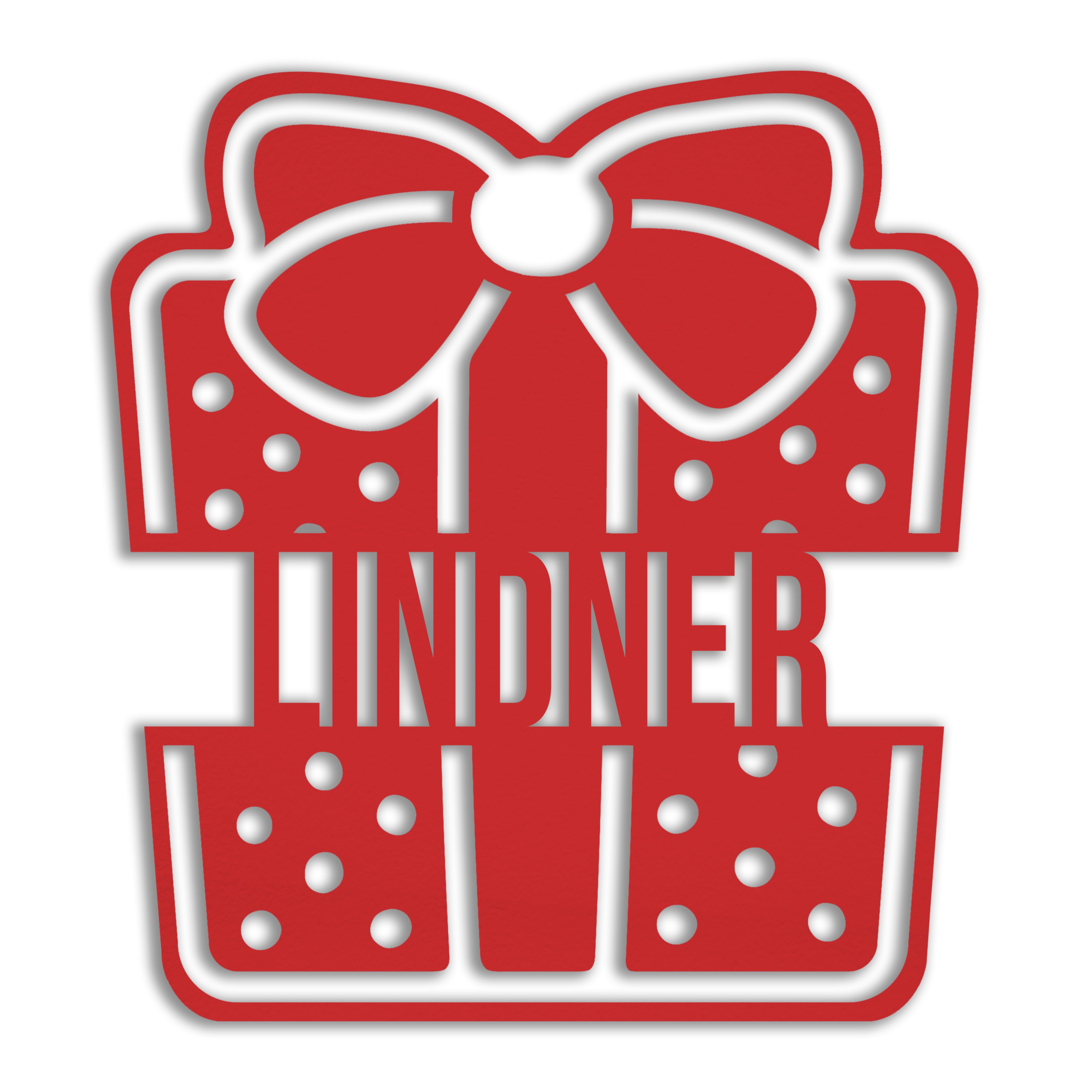 Christmas Present Personalized 4 x 4 Red Metal Ornament