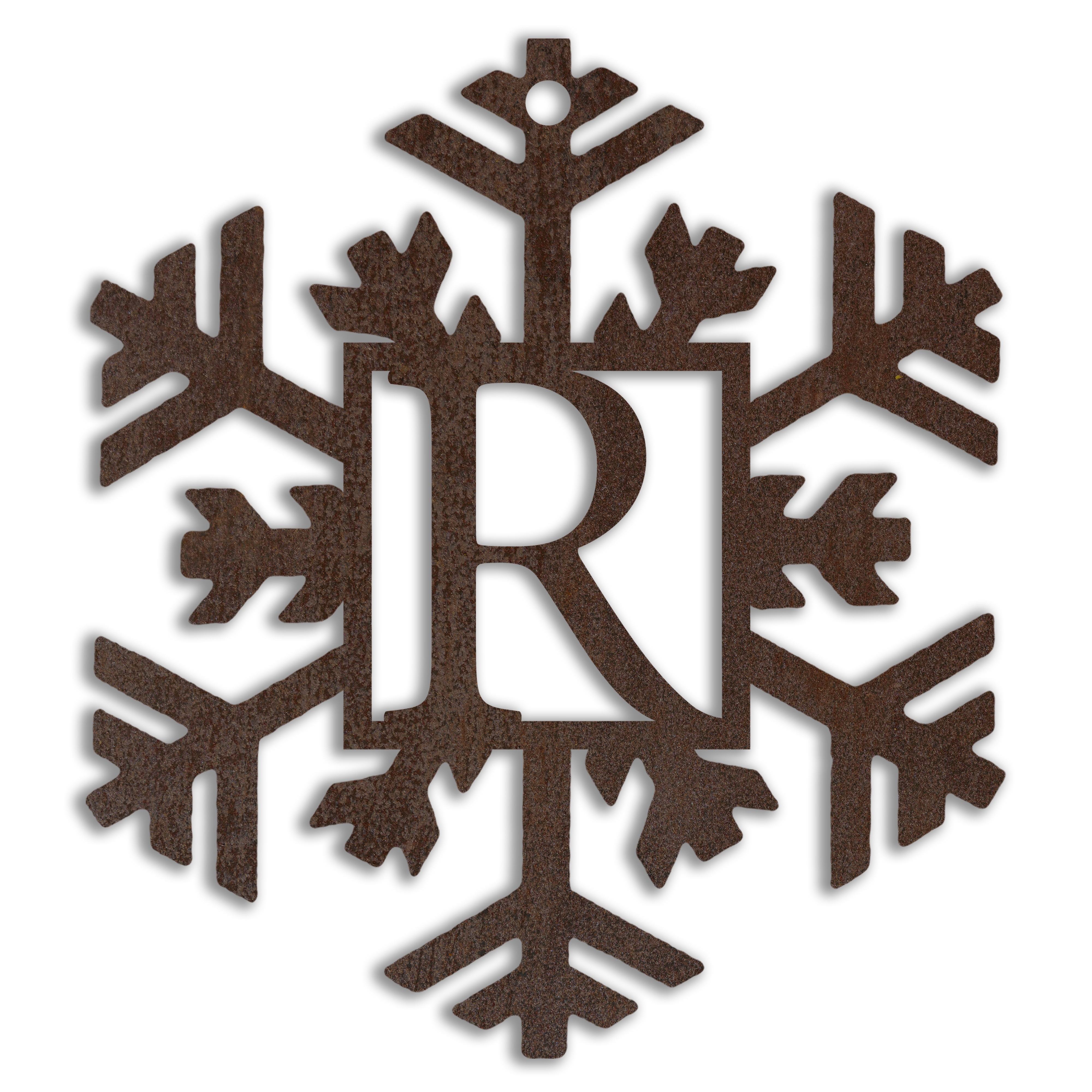 Monogram Snowflake Personalized 4 x 4 Copper Metal Ornament