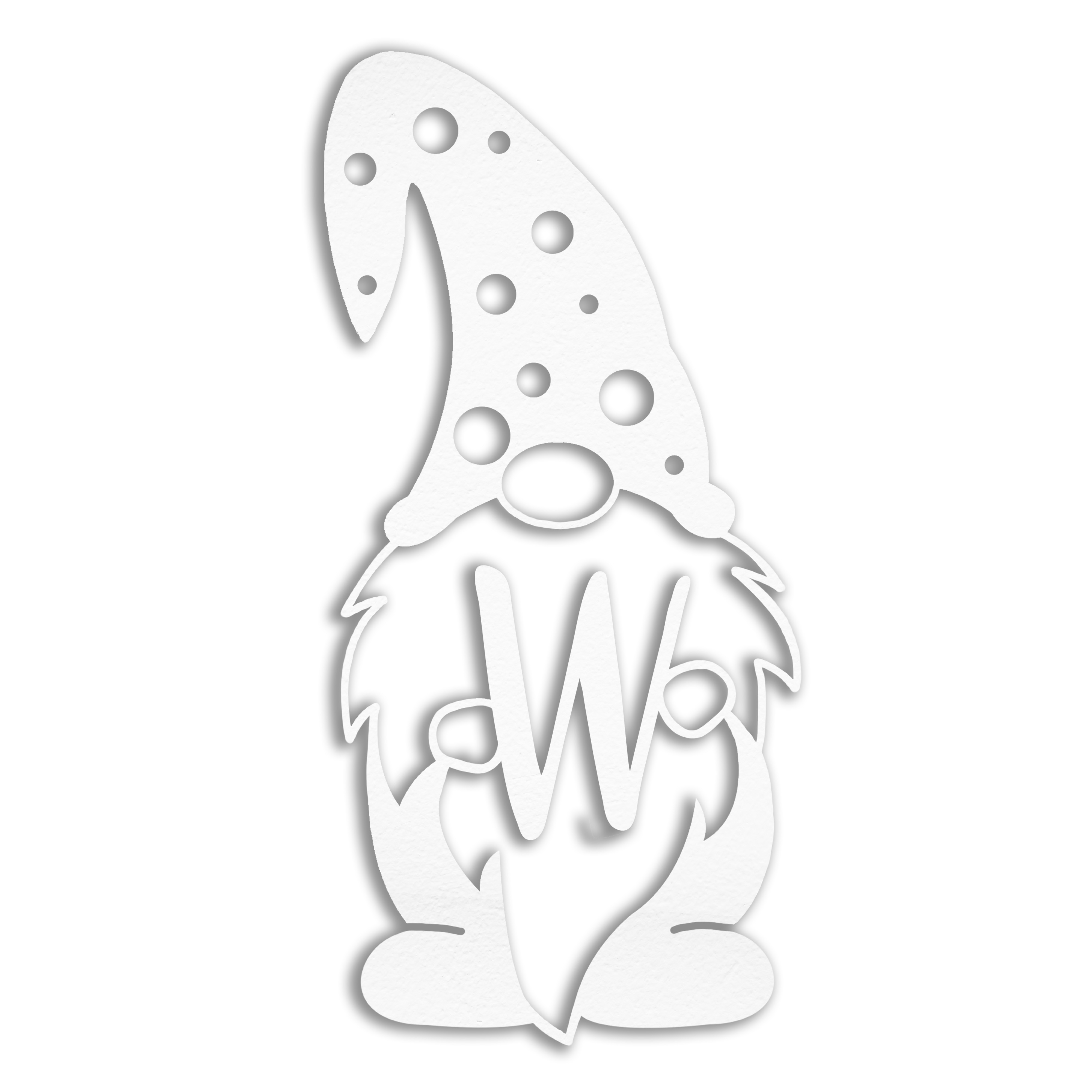 Gnome Monogram Personalized 4 x 4 White Metal Ornament