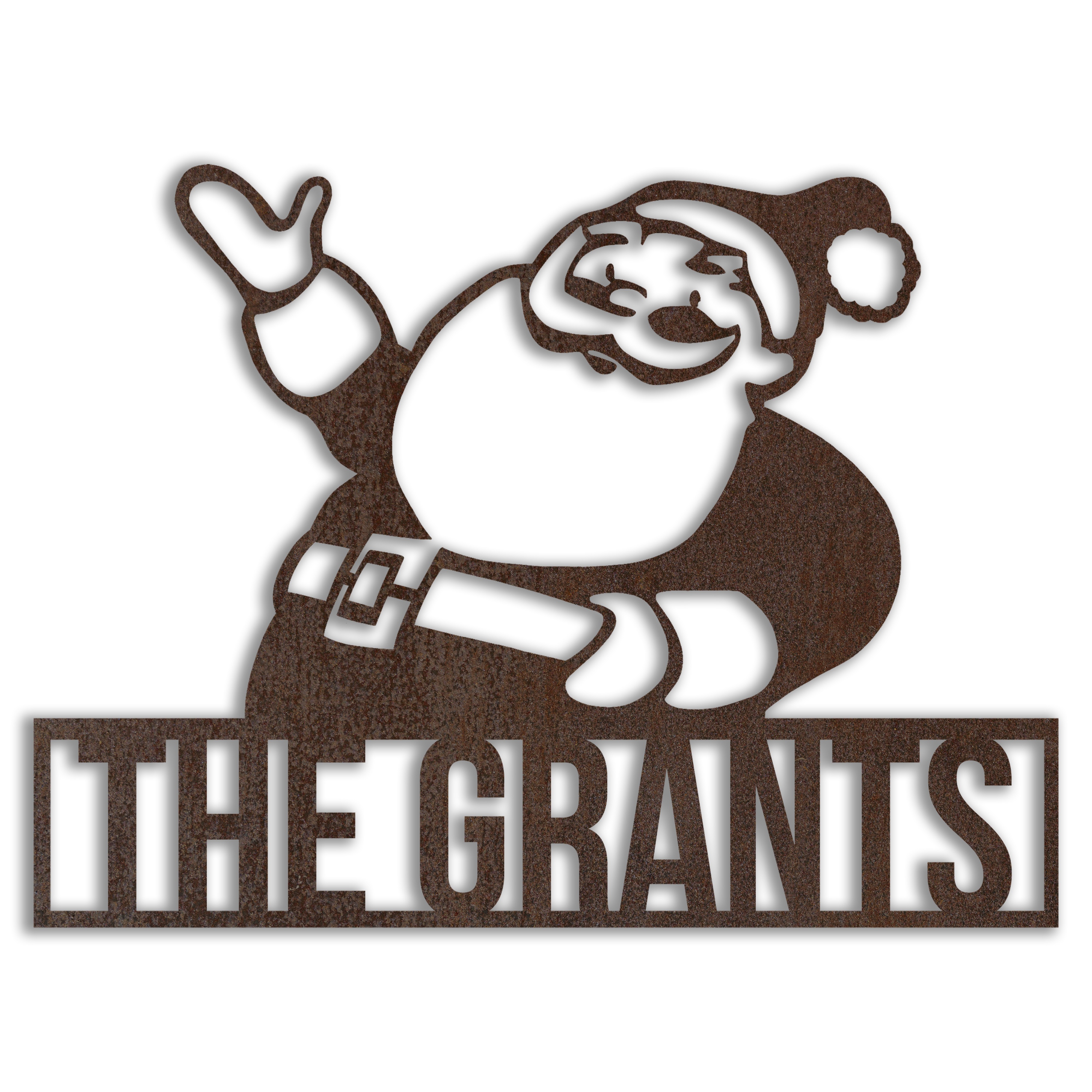 Retro Santa Personalized 4 x 4 Copper Metal Ornament