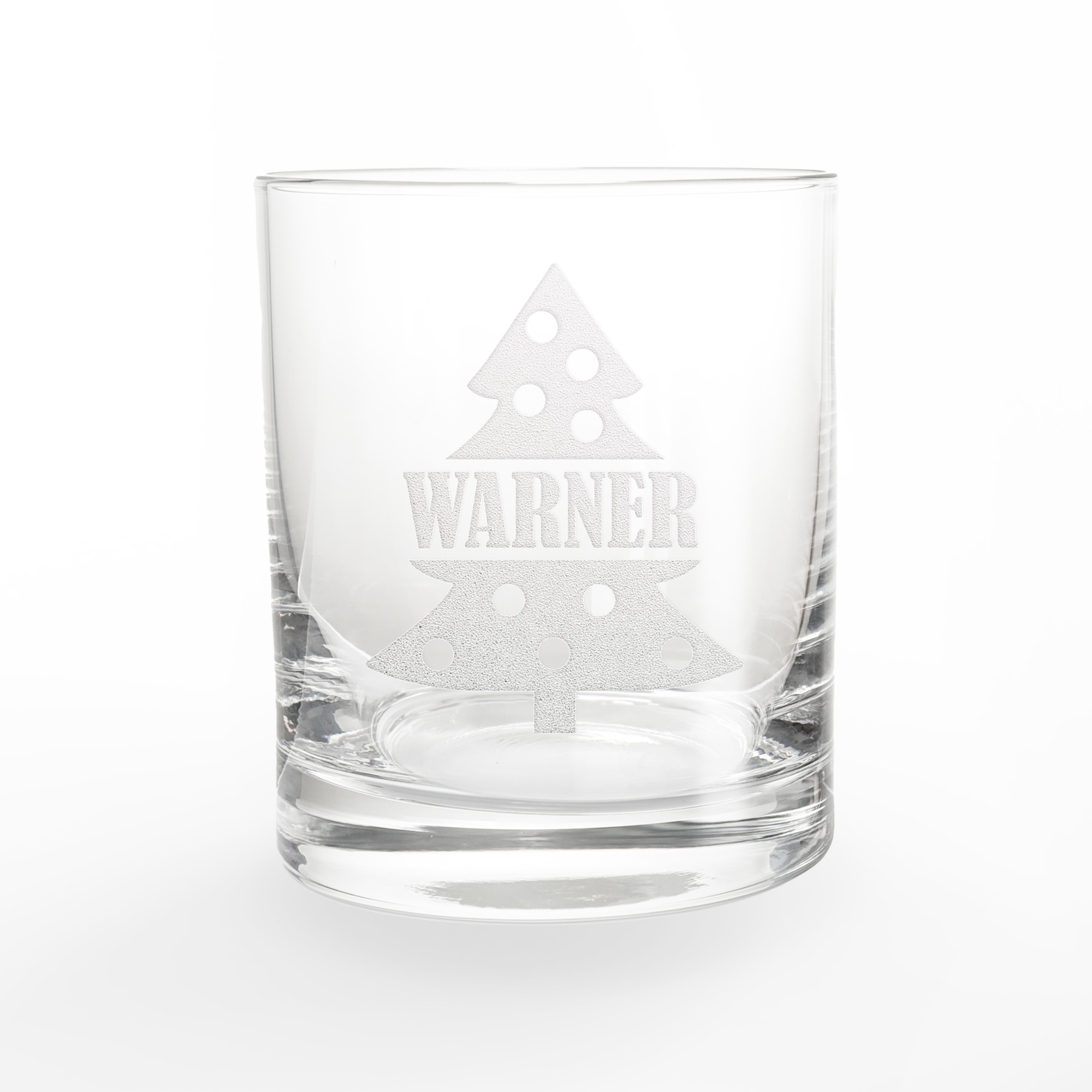 Family Christmas Tree Personalized 3 x 3.5 Whiskey Glass