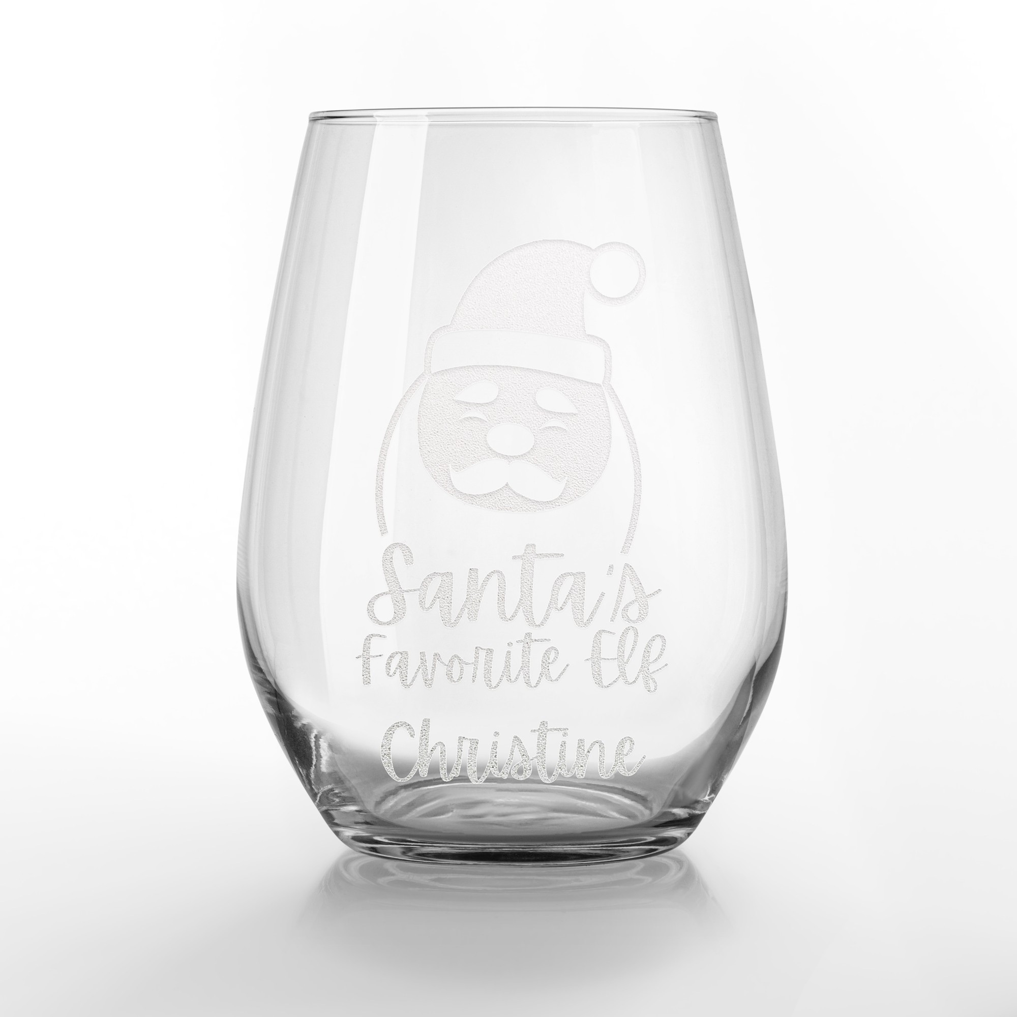 Santa's Favorite Elf Personalized 3.25 x 4.25 Engraved Stemless Wine Glass