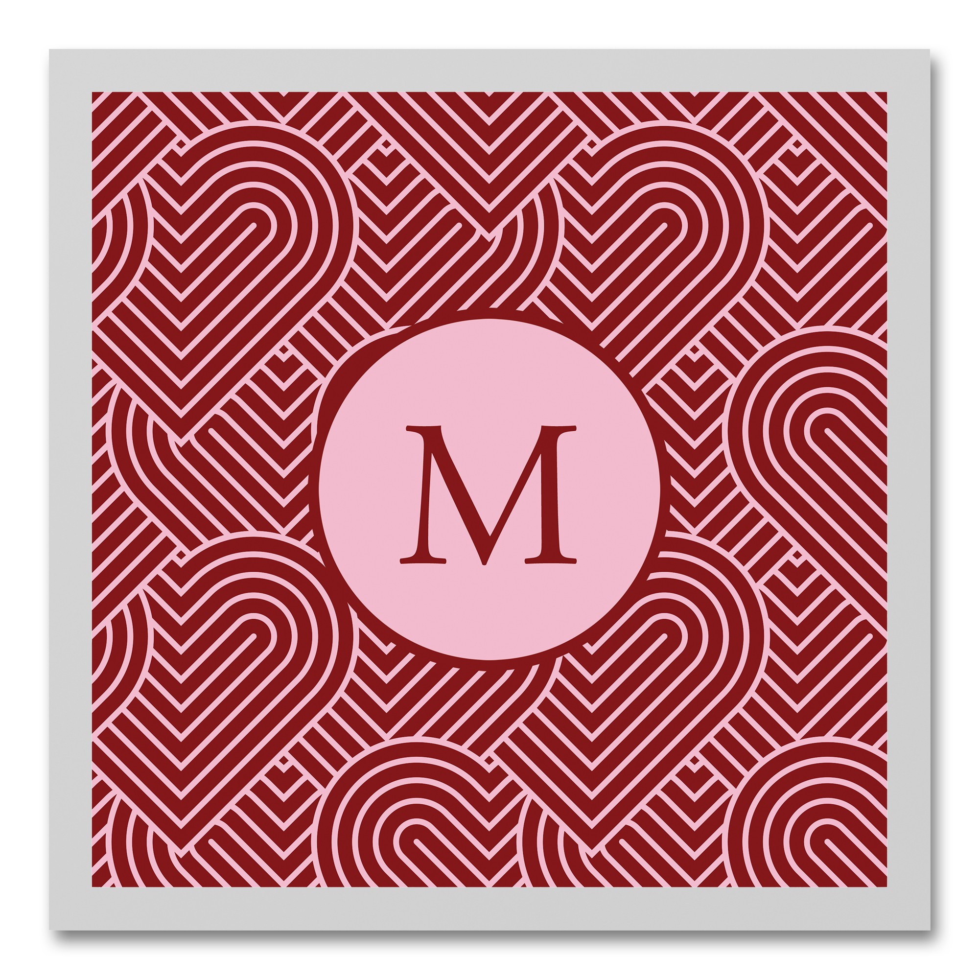 Linework Heart Monogram Personalized 17.63 x 17.63 White Framed Canvas