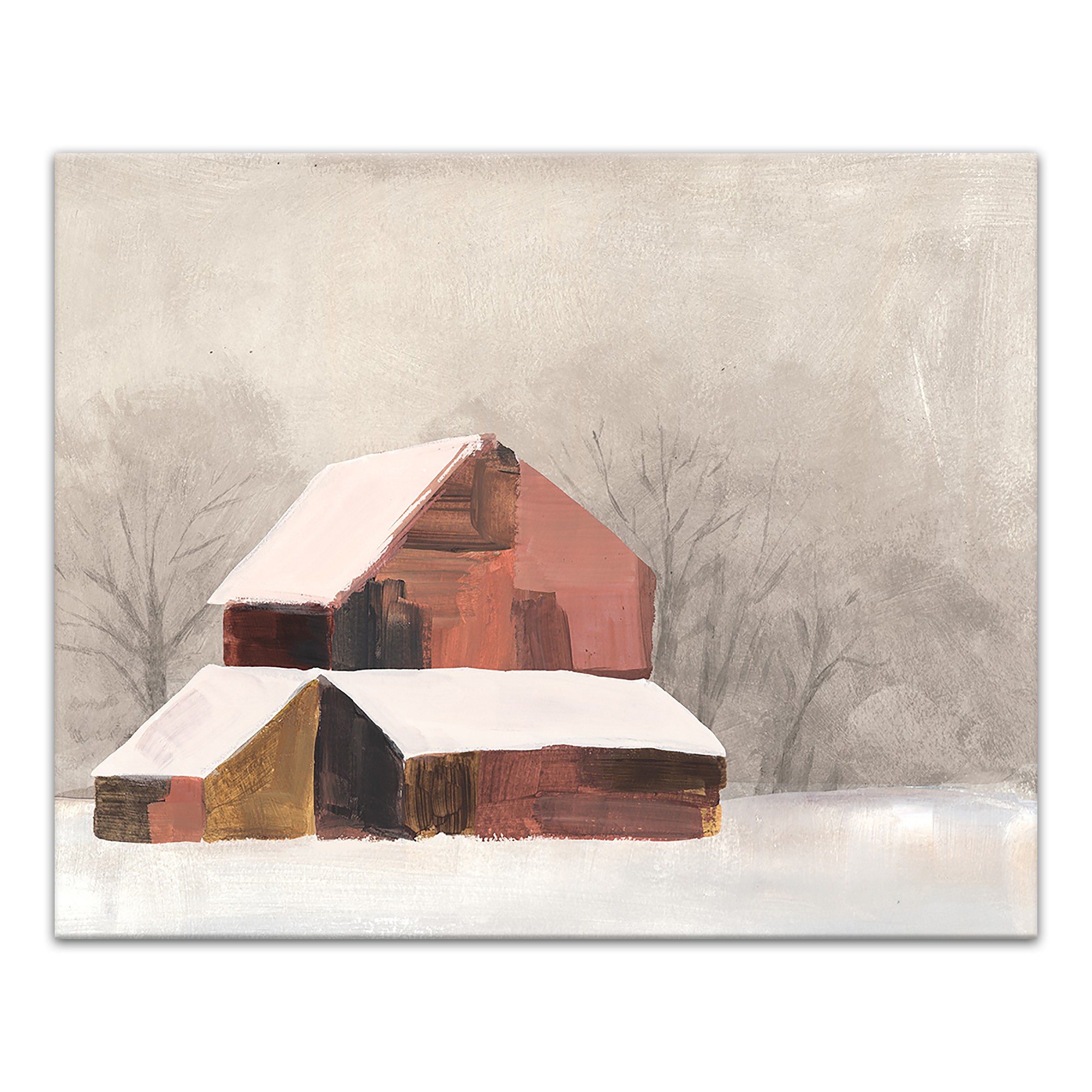 Hazy Barn 30 x 24 Canvas Wall Art