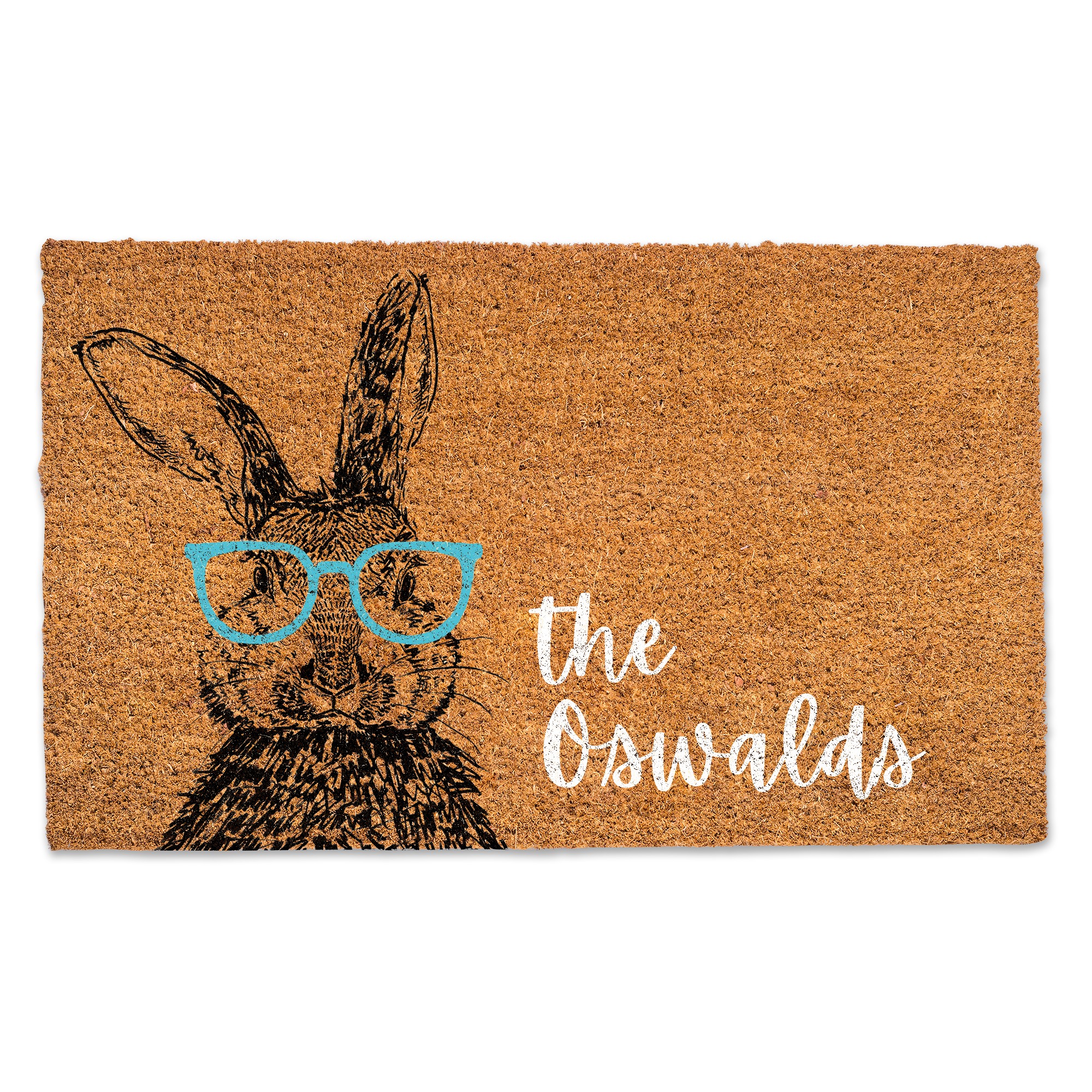 Easter Bunny Glasses Personalized 30 x 18 Door Mat