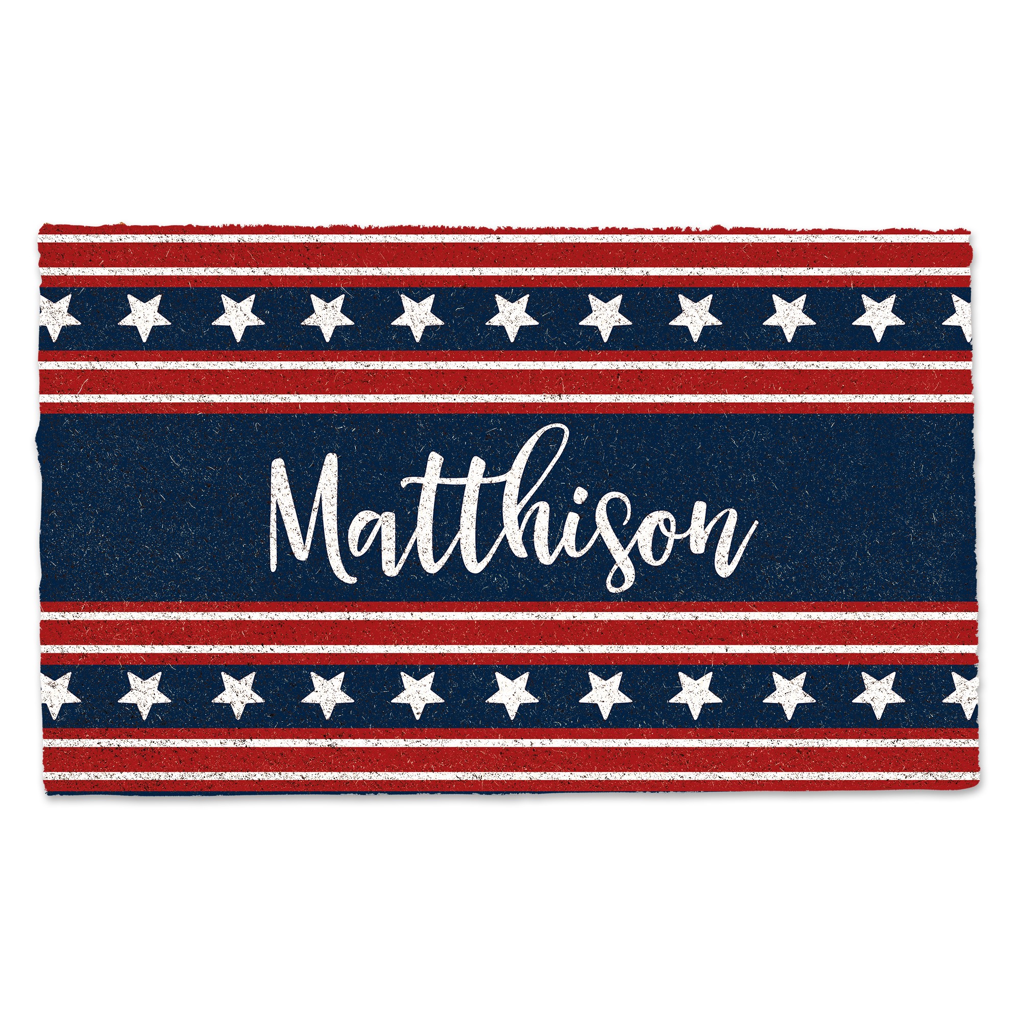 Stars and Stripes Family Name Personalized 30 x 18 Door Mat