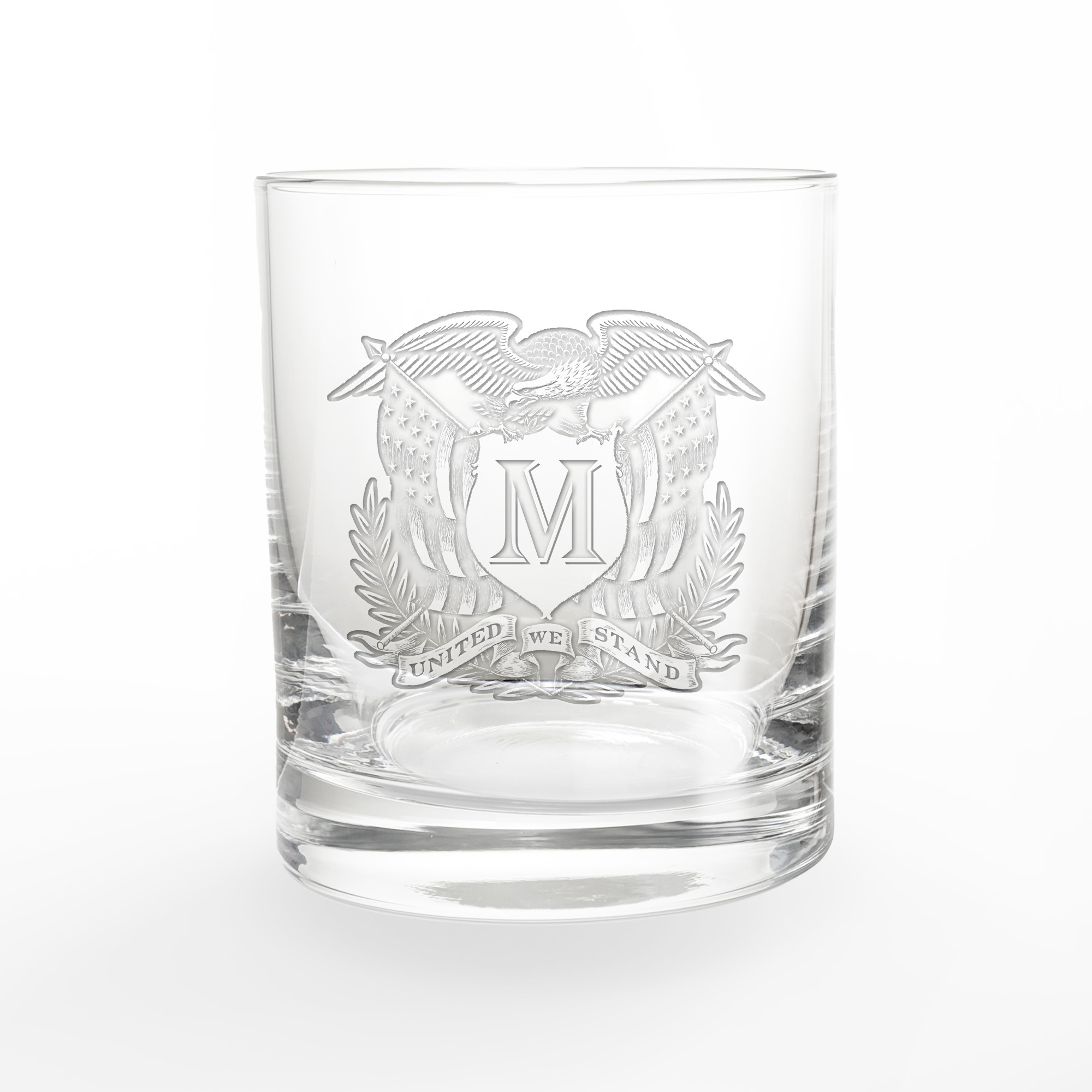 Patriotic Eagle Monogram Personalized 3 x 3.5 Whiskey Glass