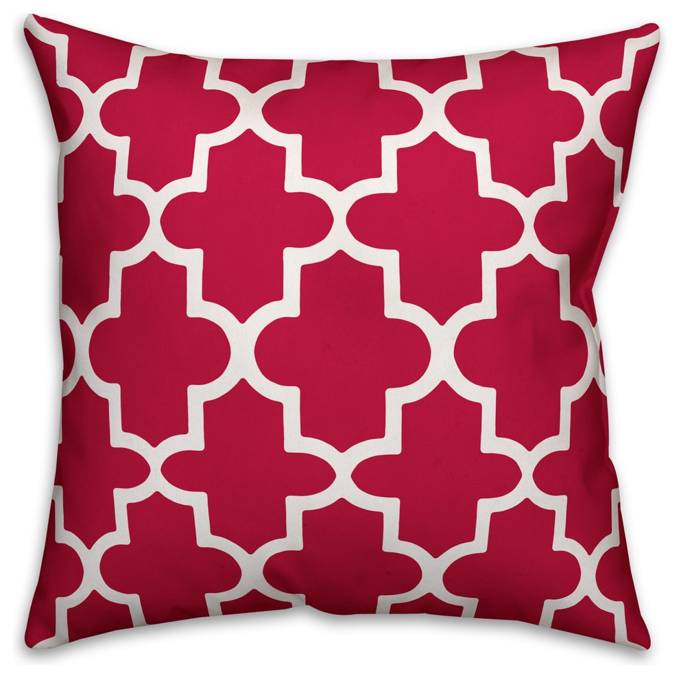 Pink Quatrefoil  Outdoor Throw Pillow