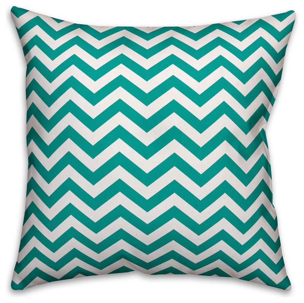 Teal Chevron  Outdoor Throw Pillow