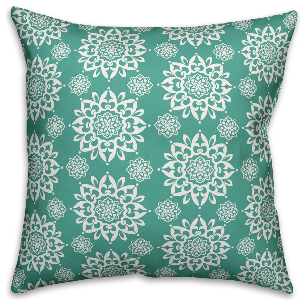 Mint Mandala  Outdoor Throw Pillow