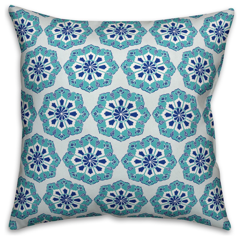 Blue Mandala  Outdoor Throw Pillow