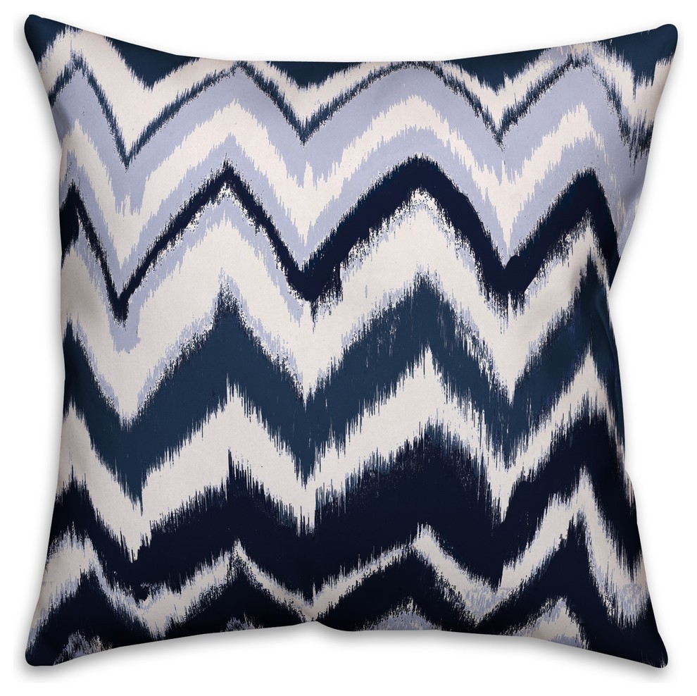 Navy Abstract Chevron  Outdoor Throw Pillow