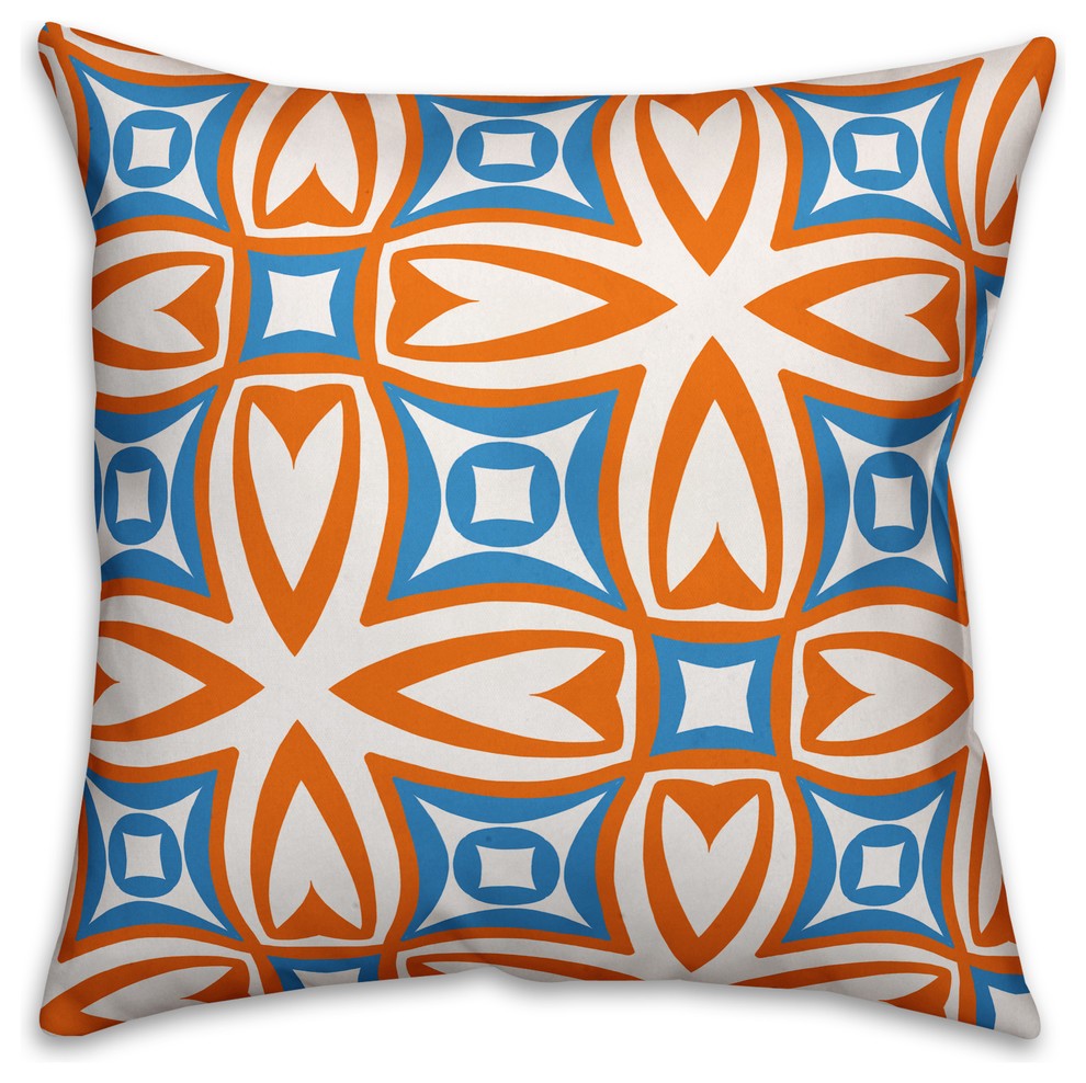 Orange and Blue Pattern  Outdoor Throw Pillow