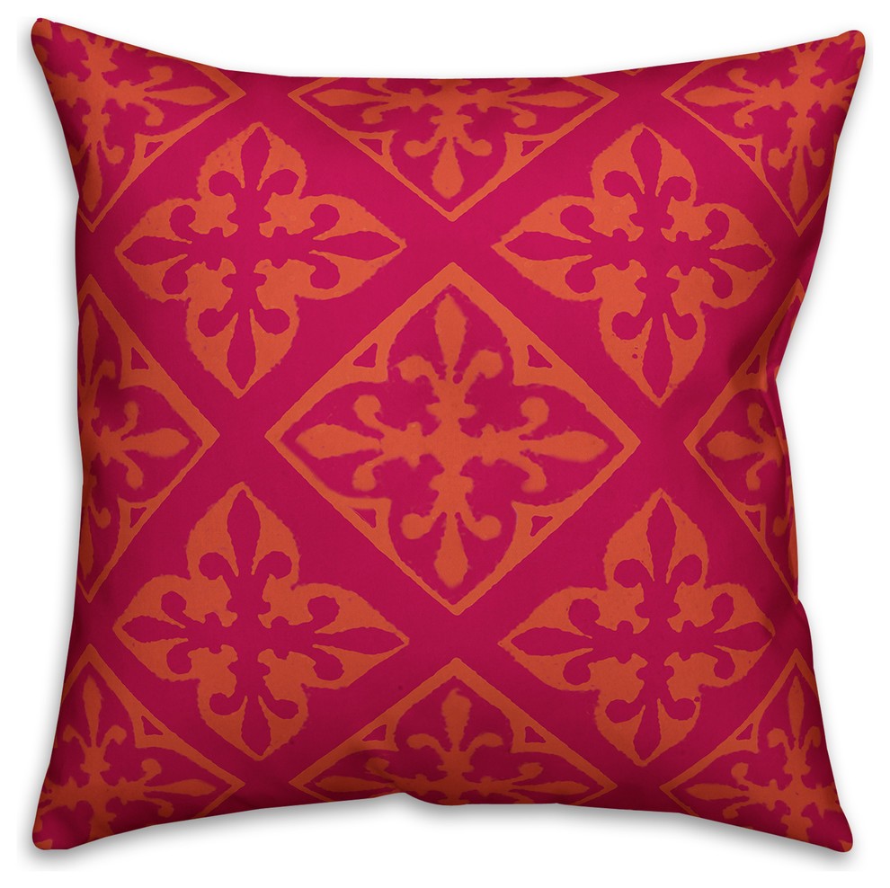 Pink and Orange Boho Tribal  Outdoor Throw Pillow