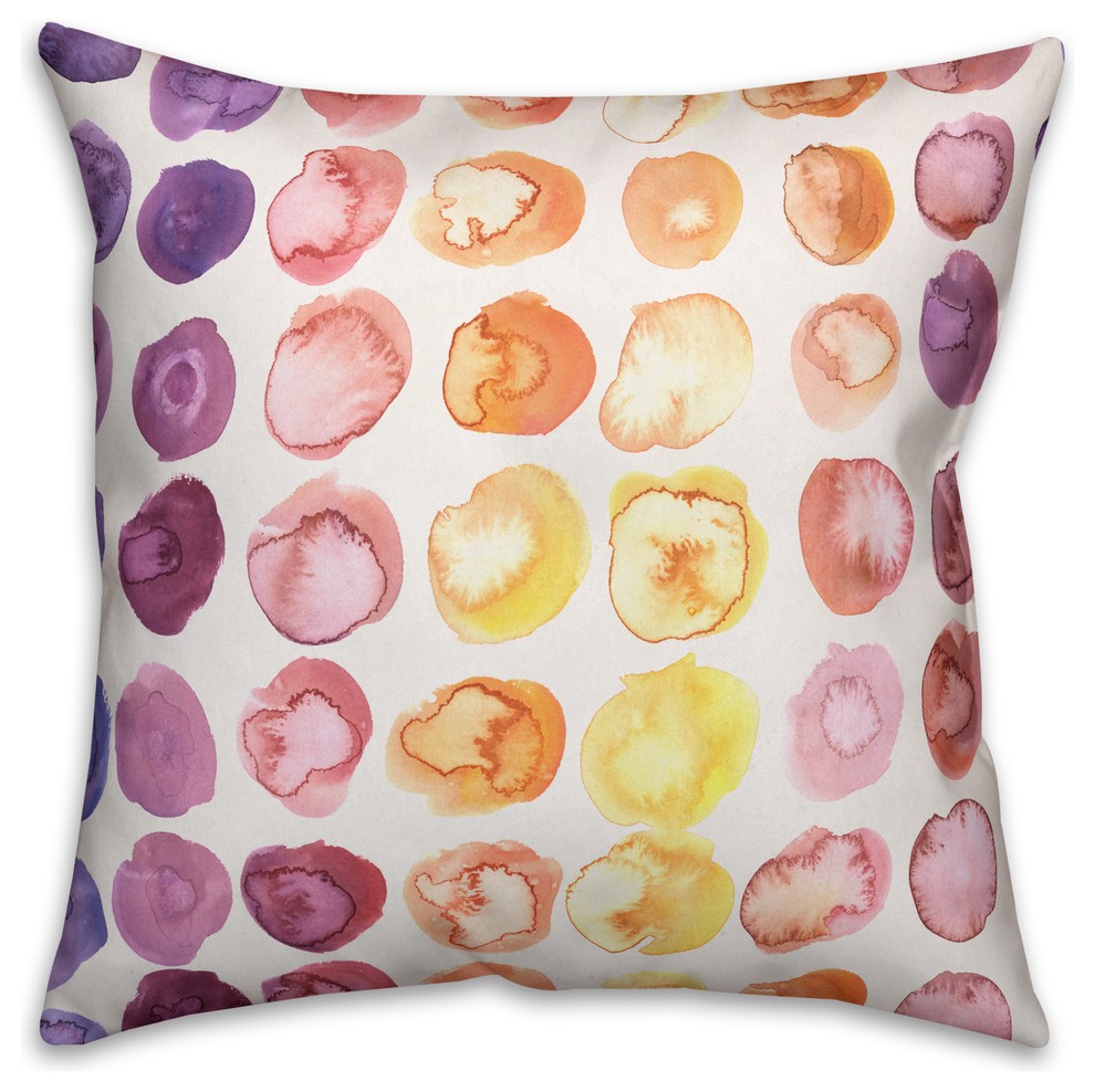 Watercolor Polka Dots  Outdoor Throw Pillow
