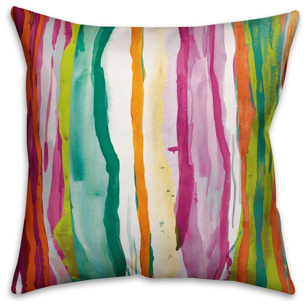 Colorful Abstract Stripes  Outdoor Throw Pillow