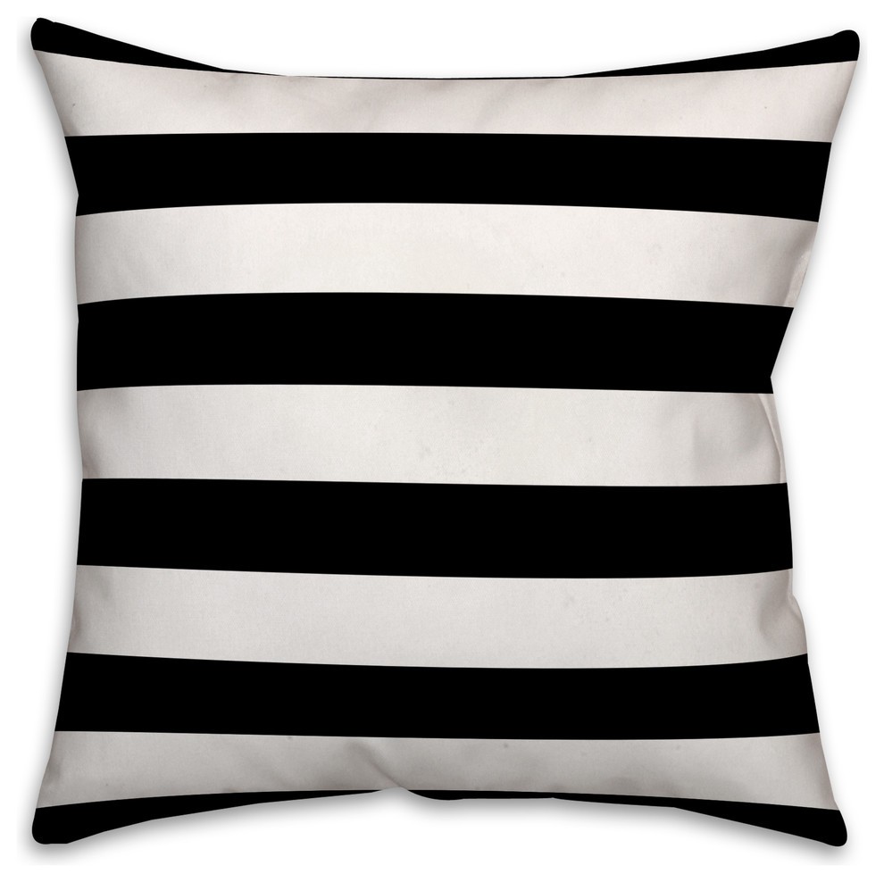 Black and White Stripes  Outdoor Throw Pillow