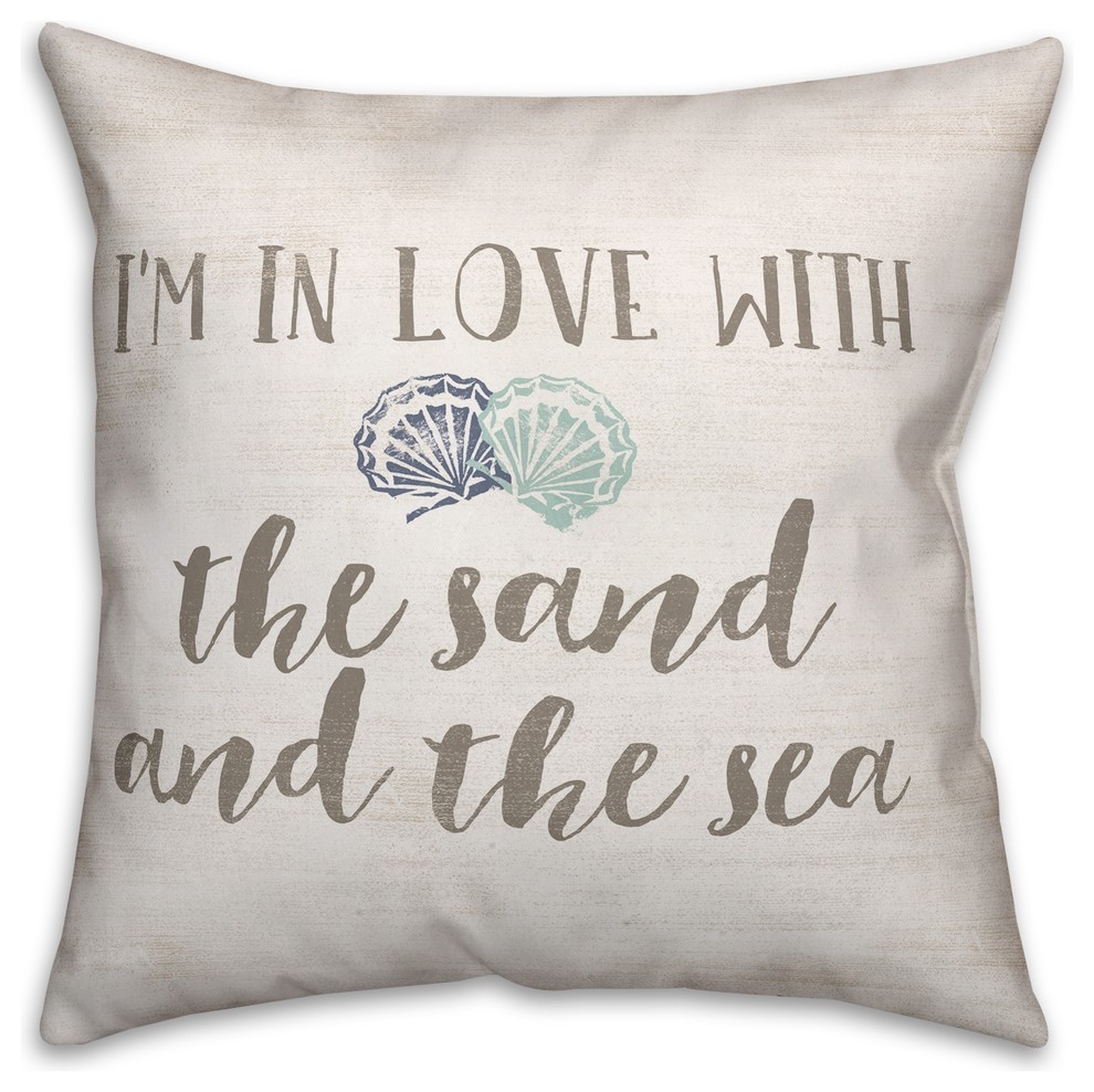 Coastal Beach Love  Outdoor Coastal Throw Pillow