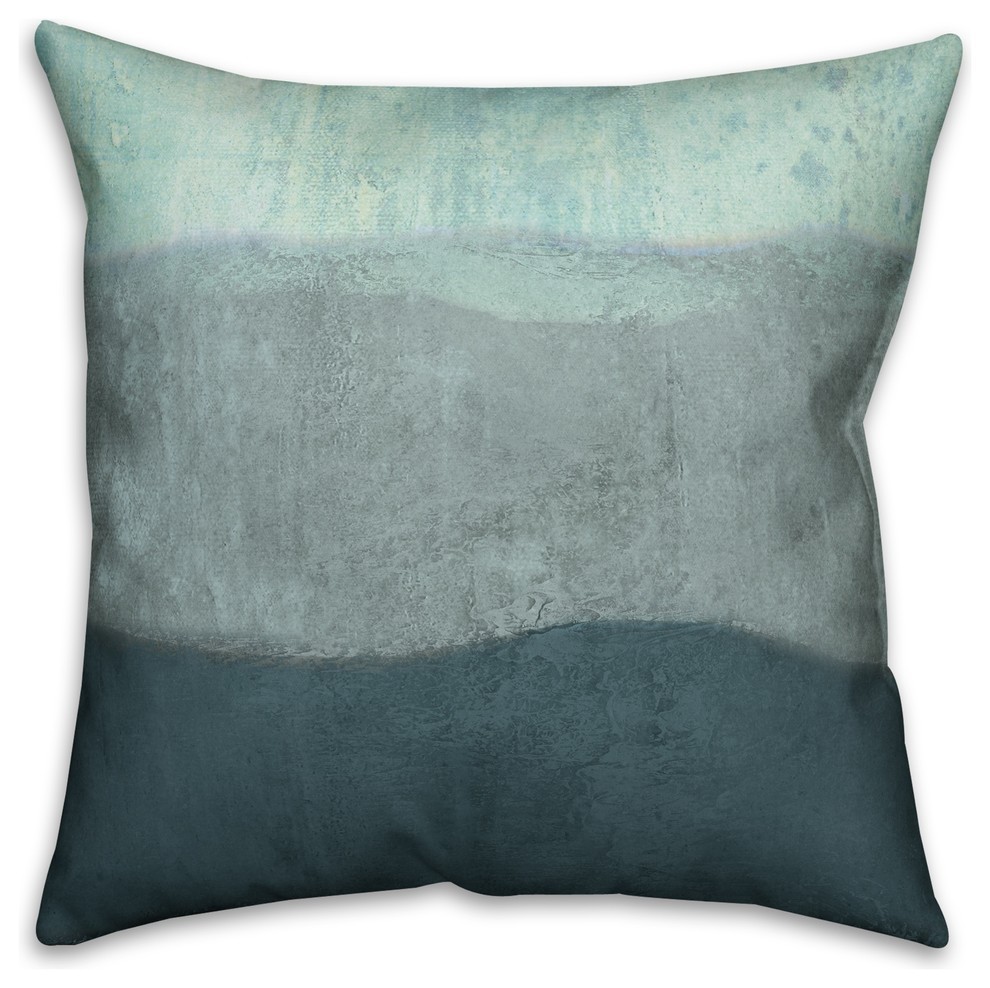 Blue Ombre Coastal Stripes  Outdoor Coastal Throw Pillow