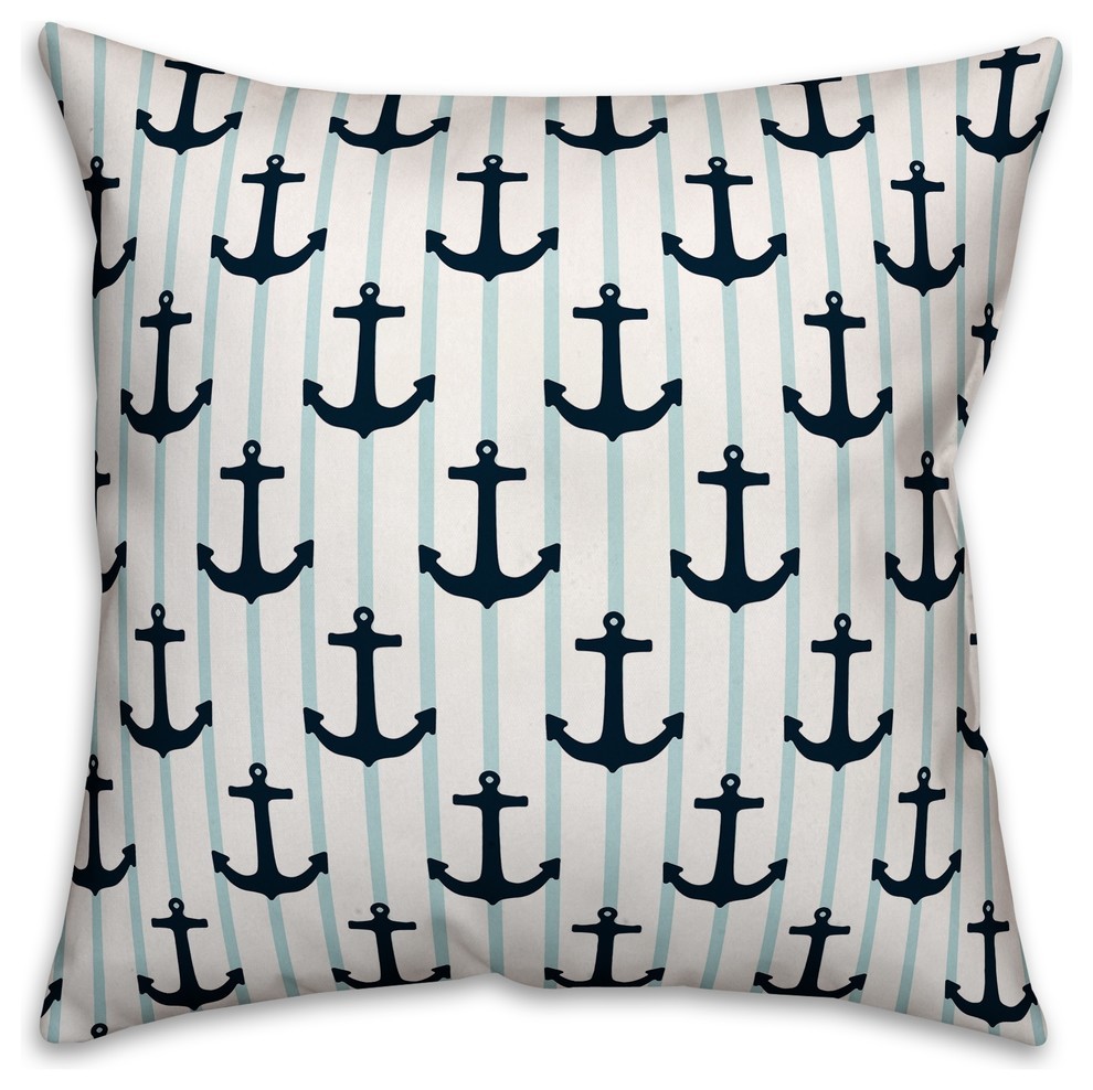 Nautical Anchors  Outdoor Coastal Throw Pillow