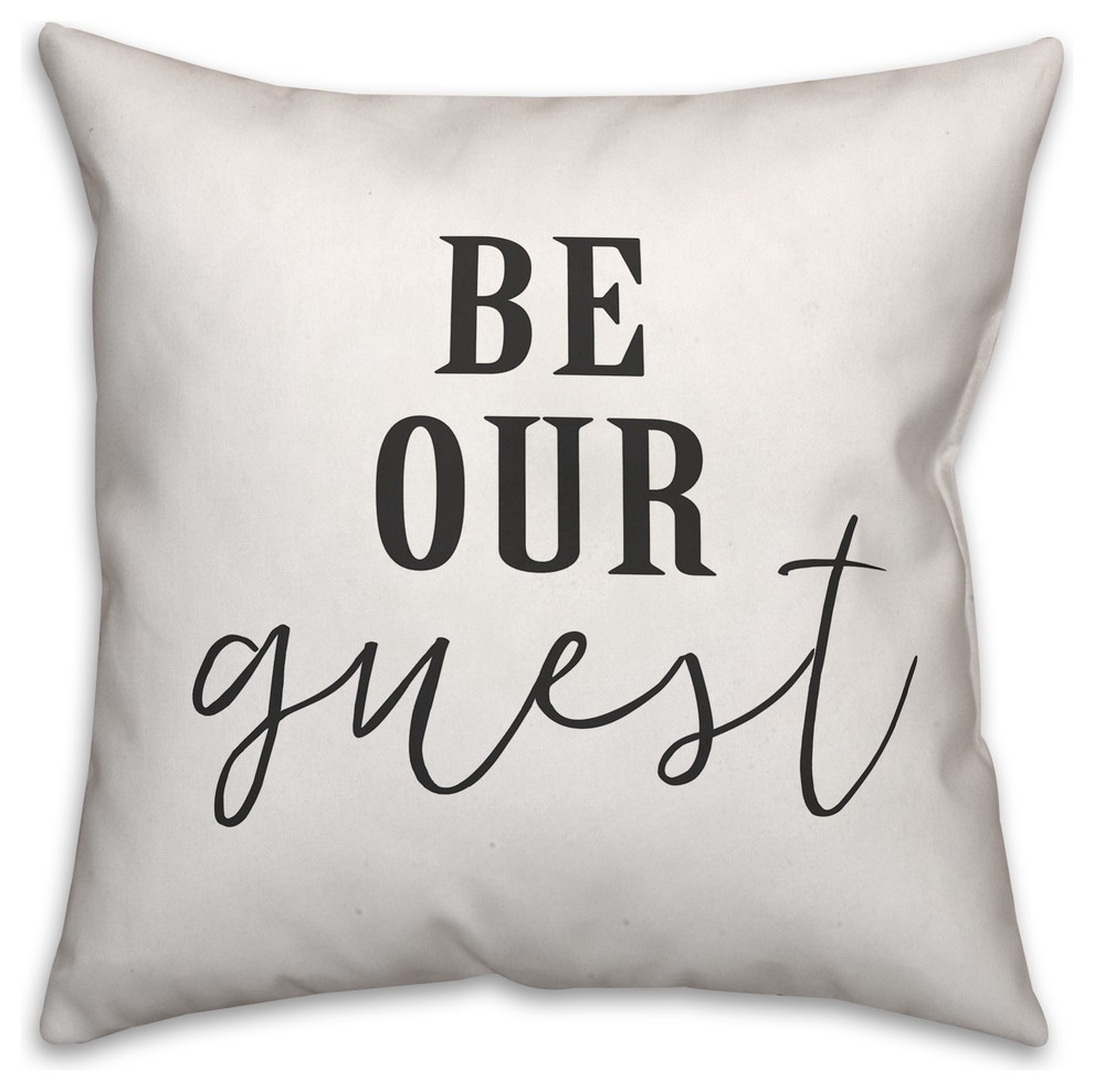 Be Our Guest Black and White  Outdoor Throw Pillow