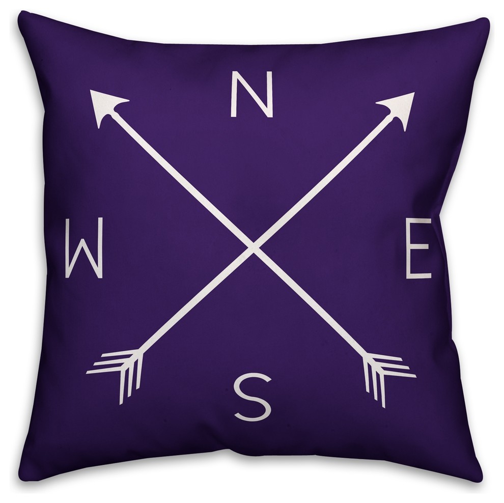 Purple Compass  Outdoor Throw Pillow