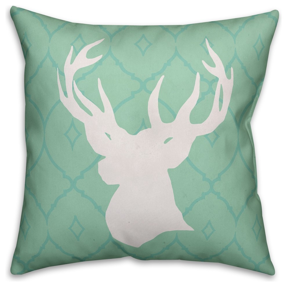 Mint Diamond White Deer  Outdoor Throw Pillow