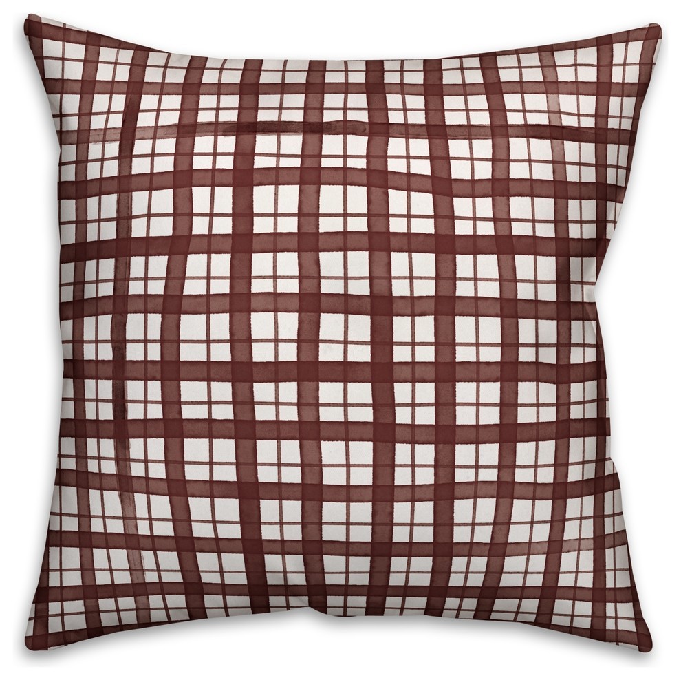 Red and White Plaid  Outdoor Throw Pillow