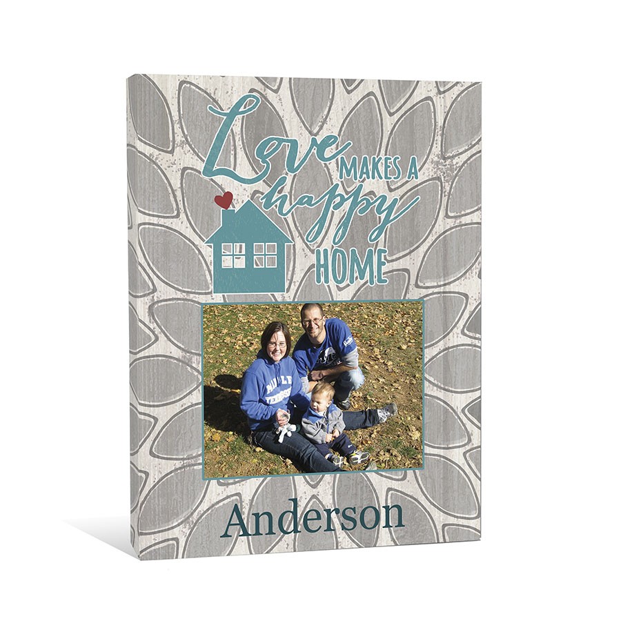 Love Makes A Happy Home 11x14 Personalized Canvas Wall Art