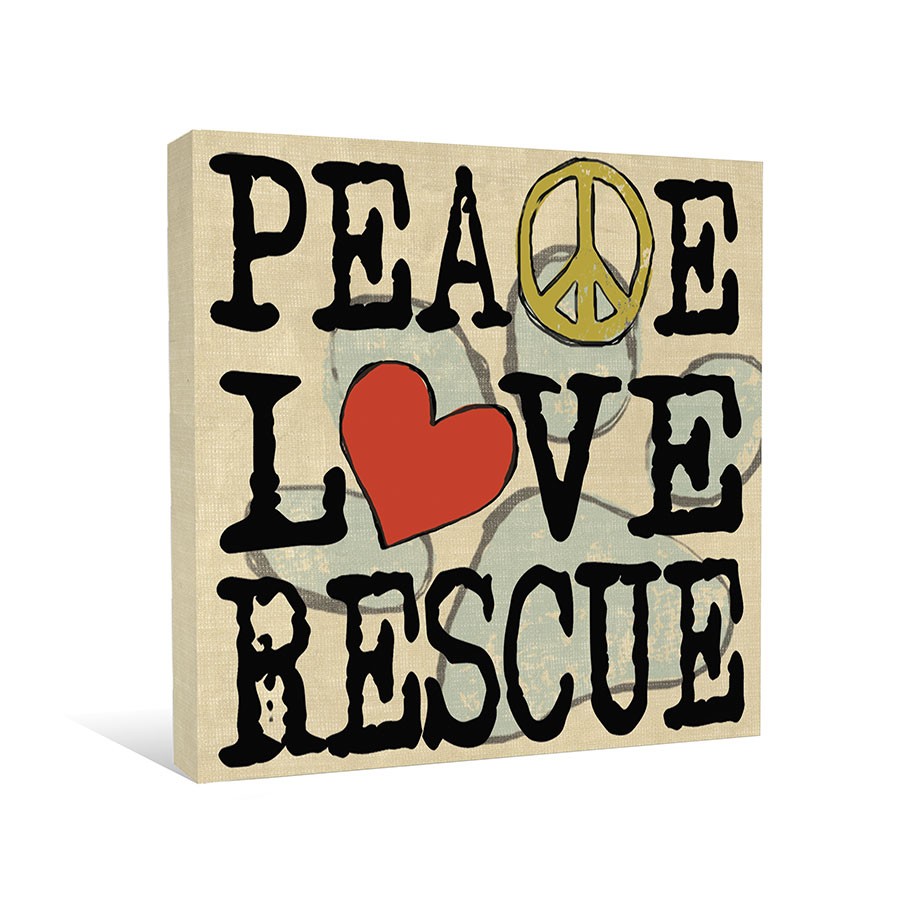 Peace Love Rescue Canvas Wall Art