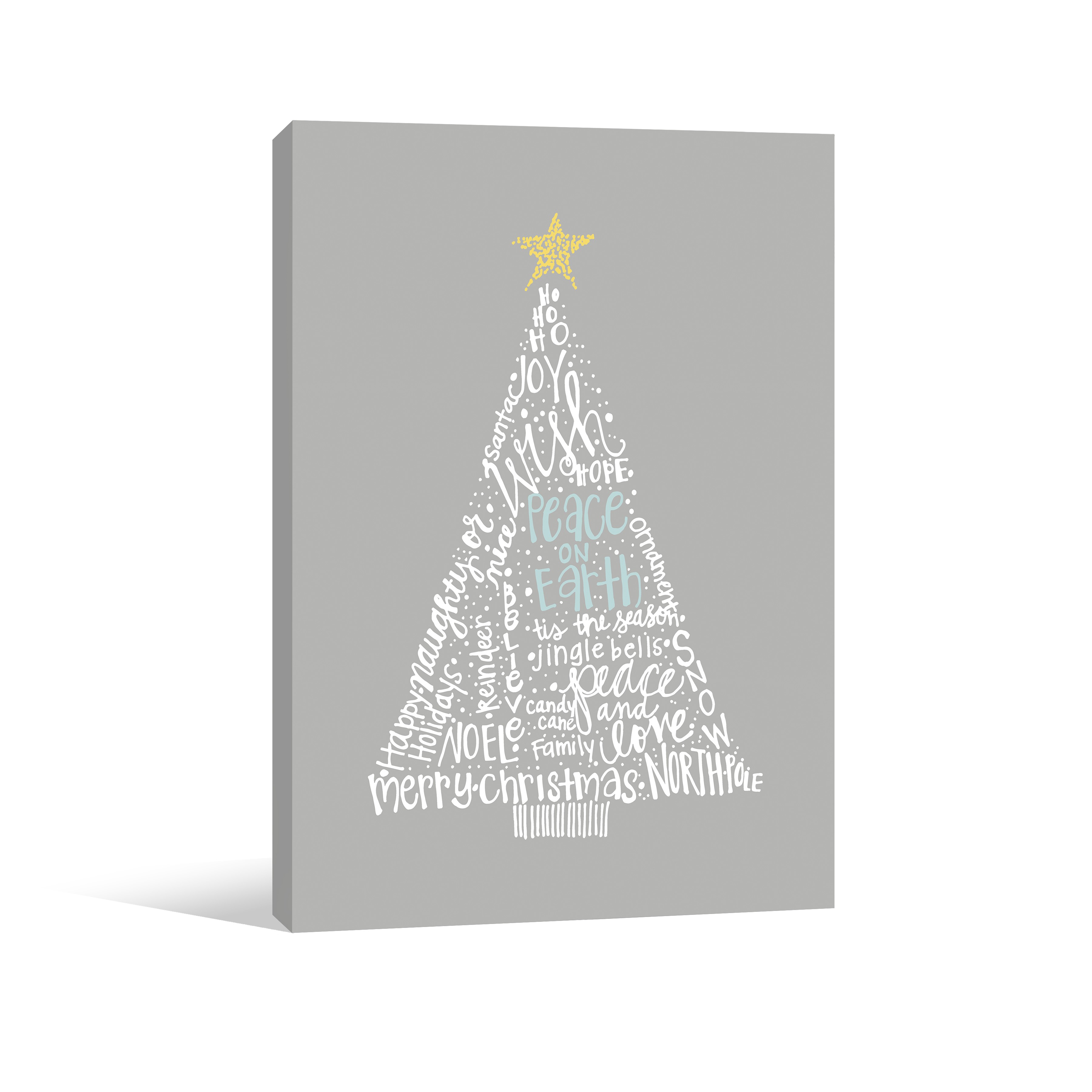 Christmas Word Tree 12x16 Canvas Wall Art