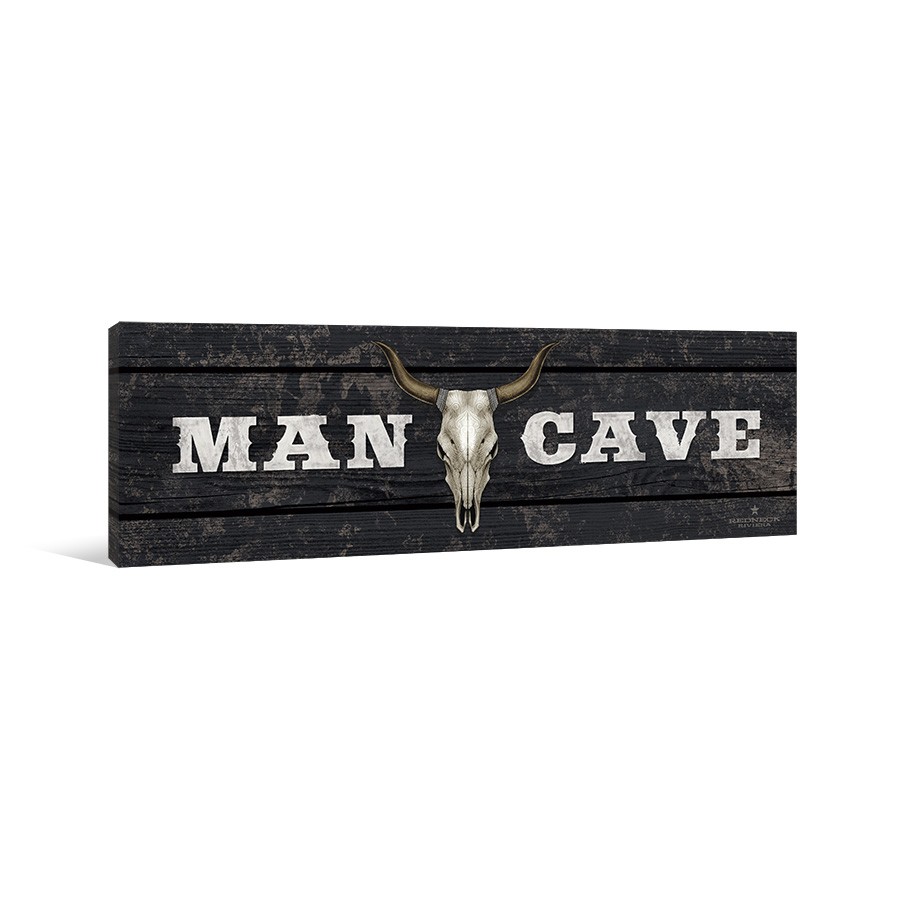 Bull Man Cave 60x20 Canvas Wall Art