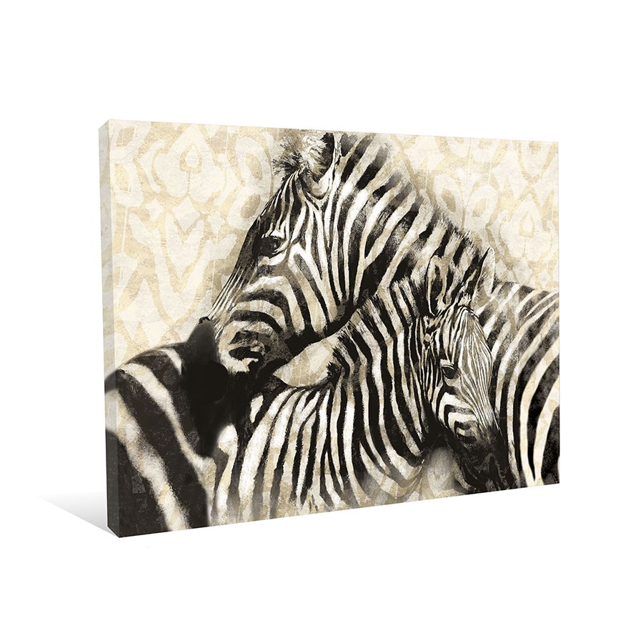 Silver Zebra and Baby Canvas Wall Art
