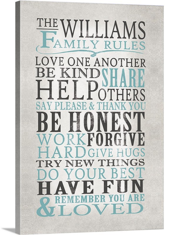 Family Rules Personalized Gallery Wrapped Canvas 16x20
