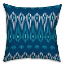 Blue and White Boho Tribal Throw Pillow