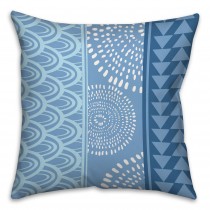 Blue and White Boho Tribal Throw Pillow